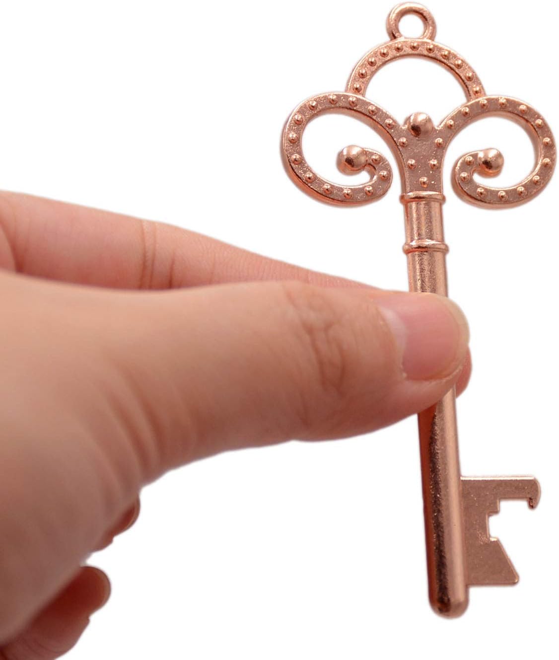 50pcs Rose Gold Skeleton Key Beer Bottle Opener With 100 Pcs Thank You Card and 98 Feet Hemp Rope for Wedding Party Favors