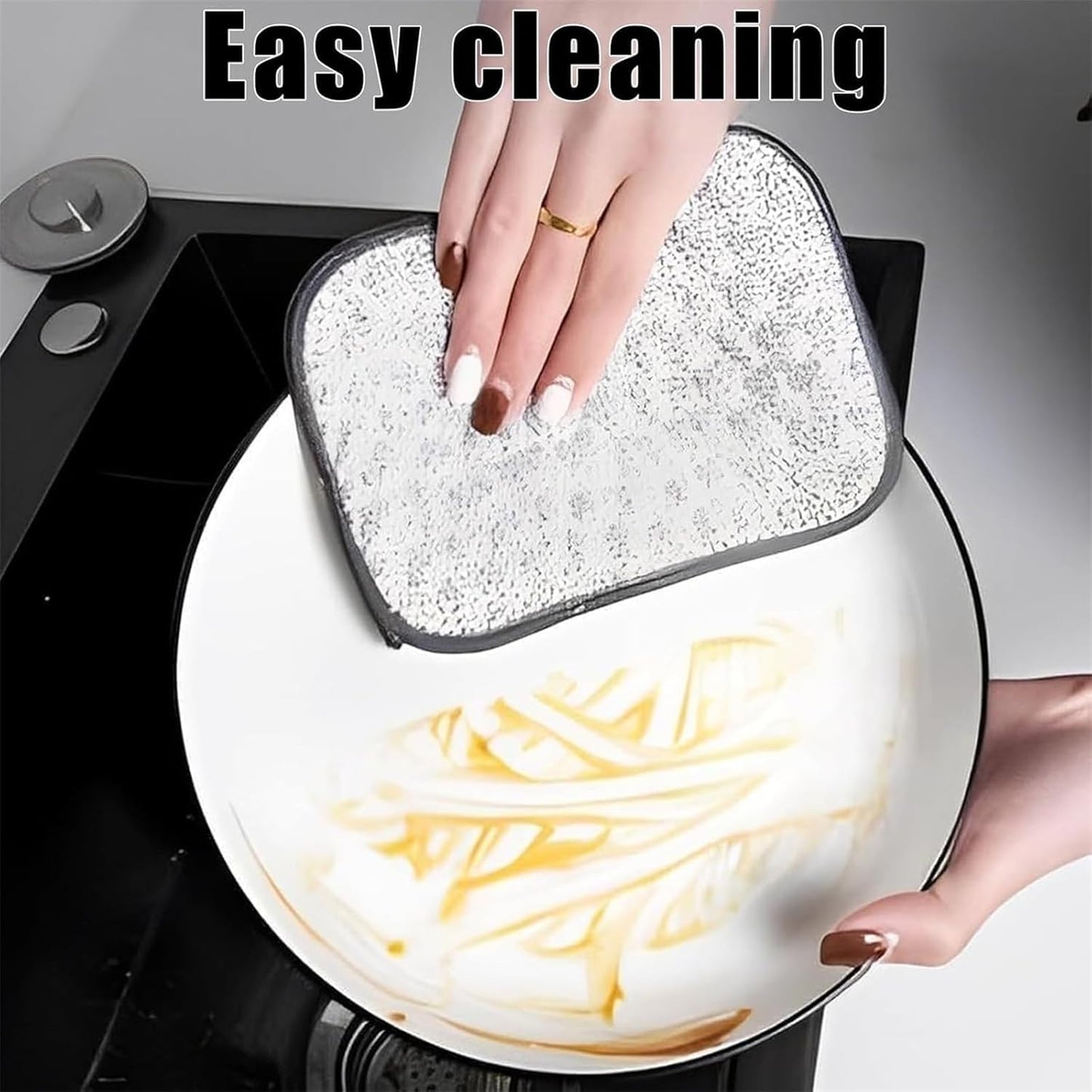 Multipurpose Wire Dishwashing Rags for Wet and Dry, Reusable Wire Miracle Cleaning Cloths, Round Wire Washing Cloth, Non Scratch Wire Dishcloth for Kitchen, Sinks, Pots, Pans (5PCS)