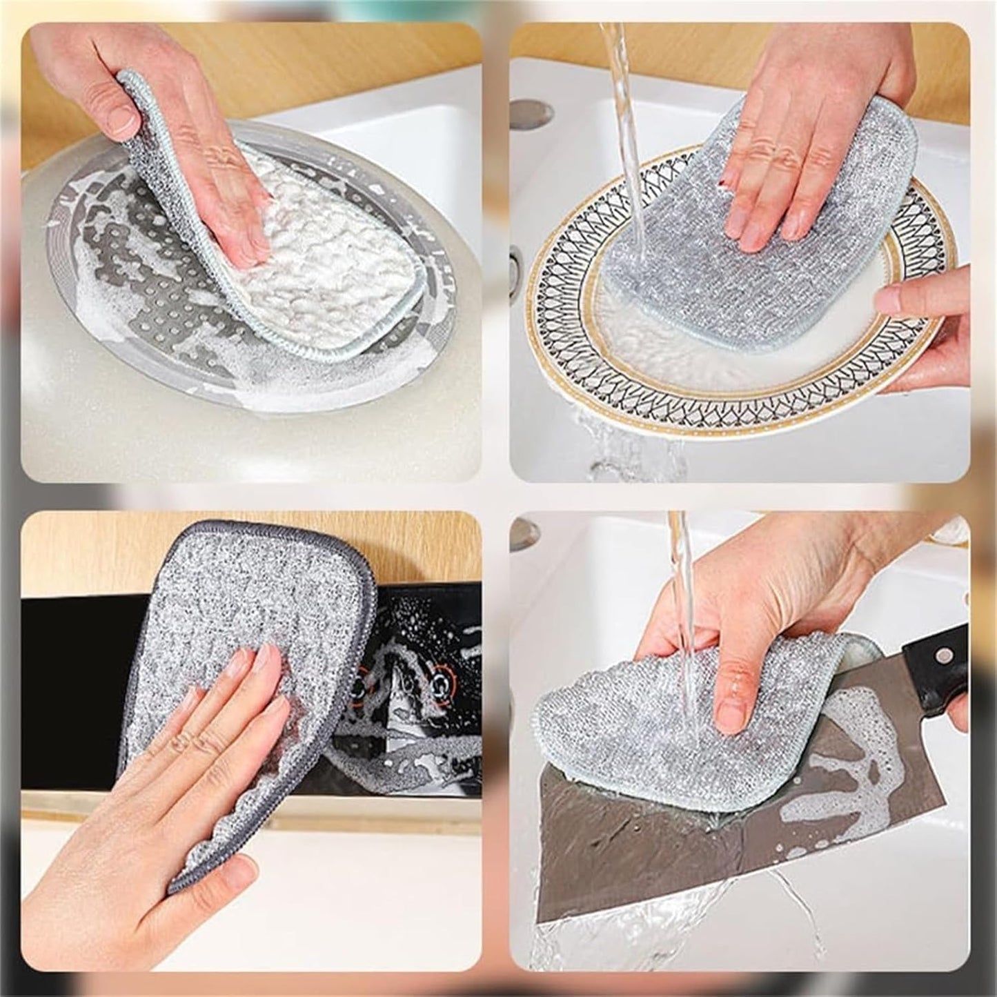 Multipurpose Wire Dishwashing Rags for Wet and Dry, Reusable Wire Miracle Cleaning Cloths, Round Wire Washing Cloth, Non Scratch Wire Dishcloth for Kitchen, Sinks, Pots, Pans (5PCS)