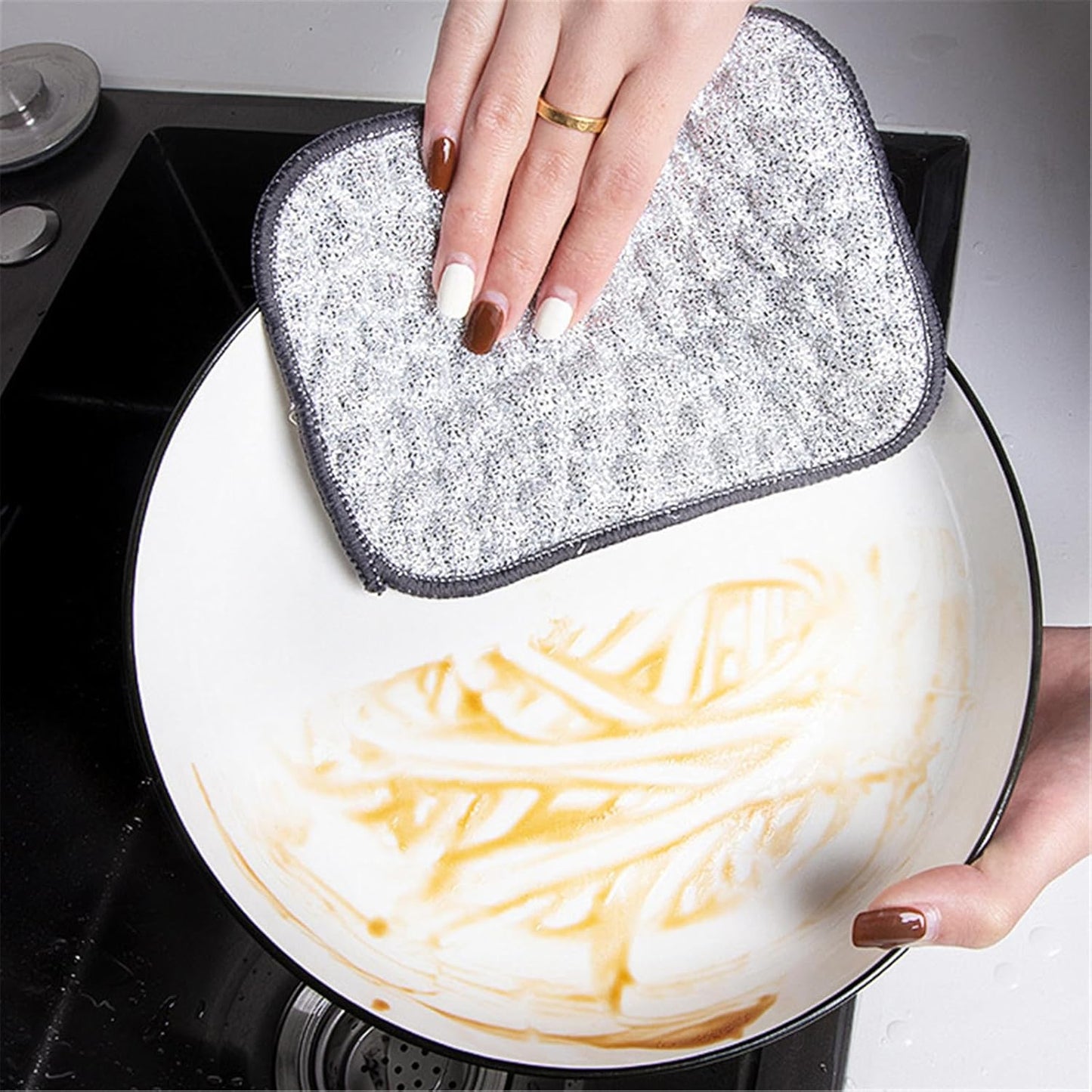 Multipurpose Wire Dishwashing Rags for Wet and Dry, Reusable Wire Miracle Cleaning Cloths, Round Wire Washing Cloth, Non Scratch Wire Dishcloth for Kitchen, Sinks, Pots, Pans (5PCS)