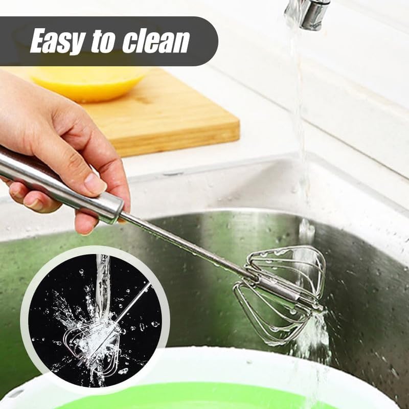 Stainless Steel Whisk, Egg Whisk Hand Push Rotary Whisk Blender, Hand Push Mixer Stirrer Tool for Cooking Kitchen Home Egg Milk (1PCS)