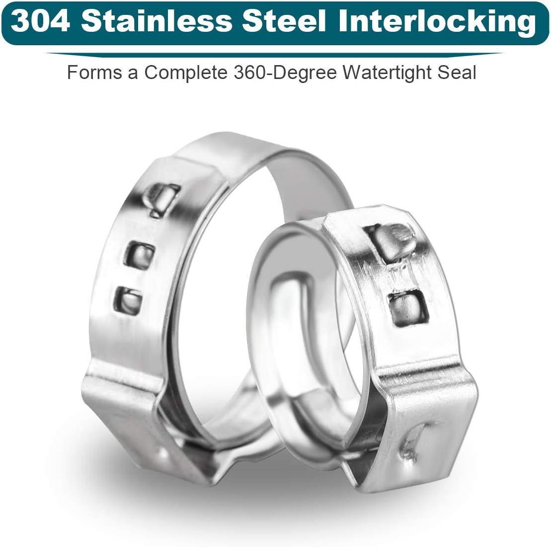 50 Pack 1/2 Inch PEX Cinch Clamps, Stainless Steel Rings Pinch Clamps for PEX Tubing Pipe Fitting Connections (1/2 Inch)