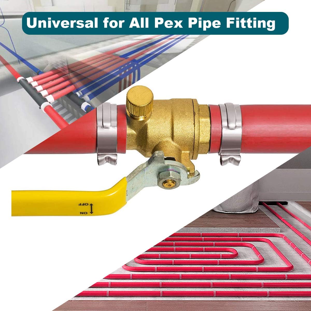 50 Pack 1/2 Inch PEX Cinch Clamps, Stainless Steel Rings Pinch Clamps for PEX Tubing Pipe Fitting Connections (1/2 Inch)