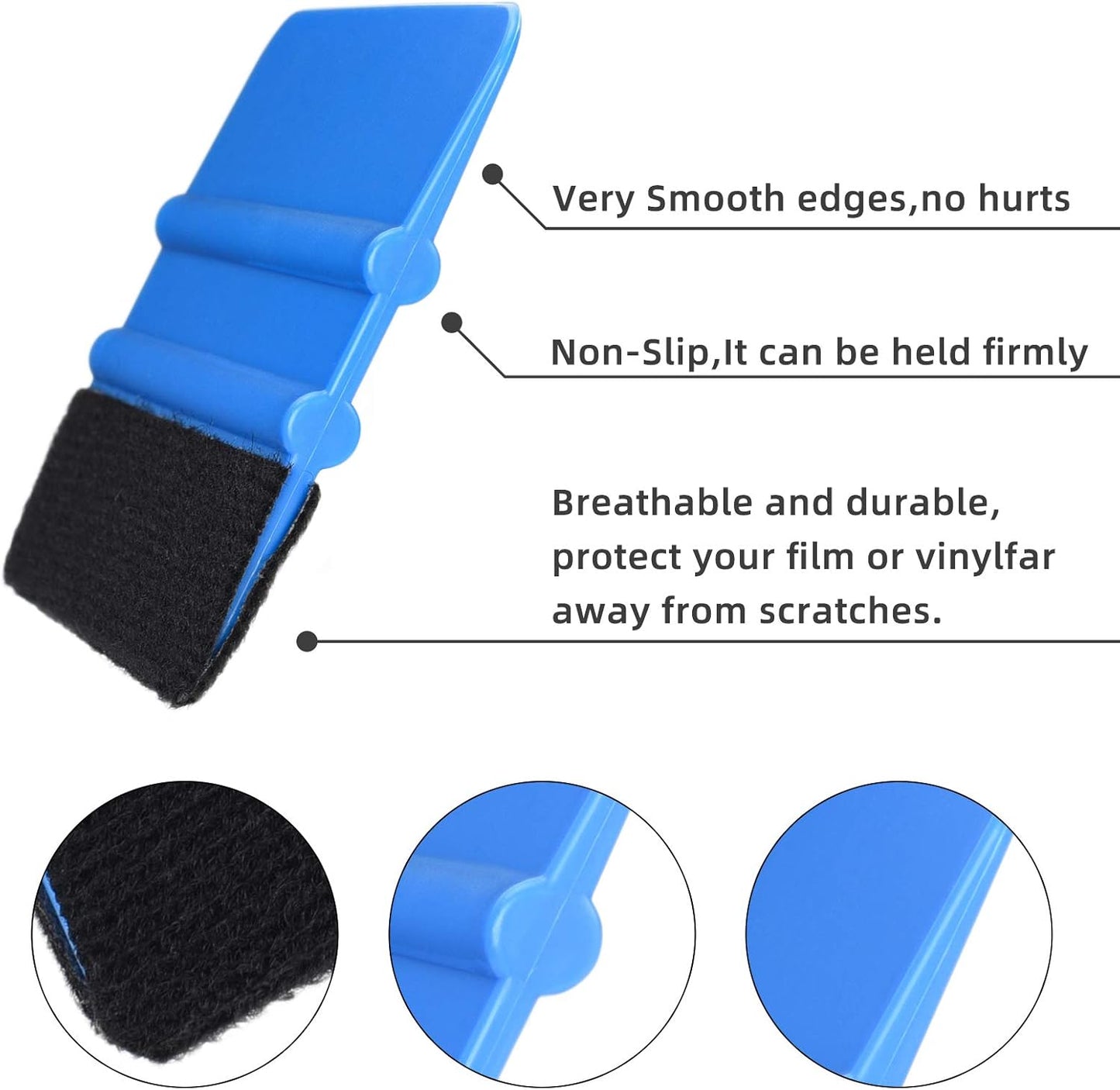 Durable Black Felt Edge Vinyl Squeegee Tool 4-Inch, Car Vinyl Film Wrapping Decal Window Tint Work, Professional Scratch Free Squeegee (Pack of 3)