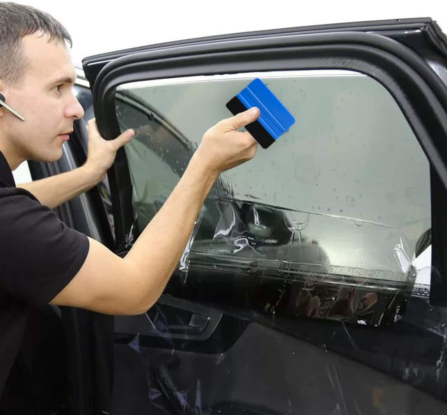 Durable Black Felt Edge Vinyl Squeegee Tool 4-Inch, Car Vinyl Film Wrapping Decal Window Tint Work, Professional Scratch Free Squeegee (Pack of 3)