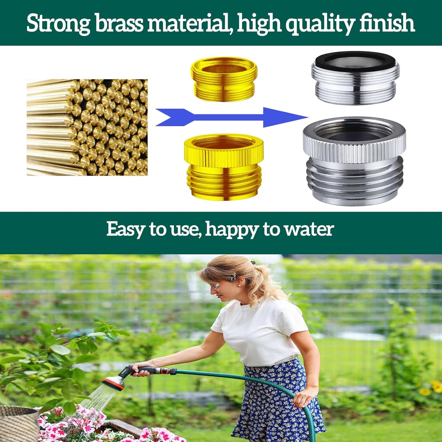 Faucet Adapter with Aerator, Sink Faucet to Garden Hose Adapter, Faucet Adapter to Garden Hose for Kitchen and Bathroom, hose attachment to sink，3/4" GHT Thread Chrome.