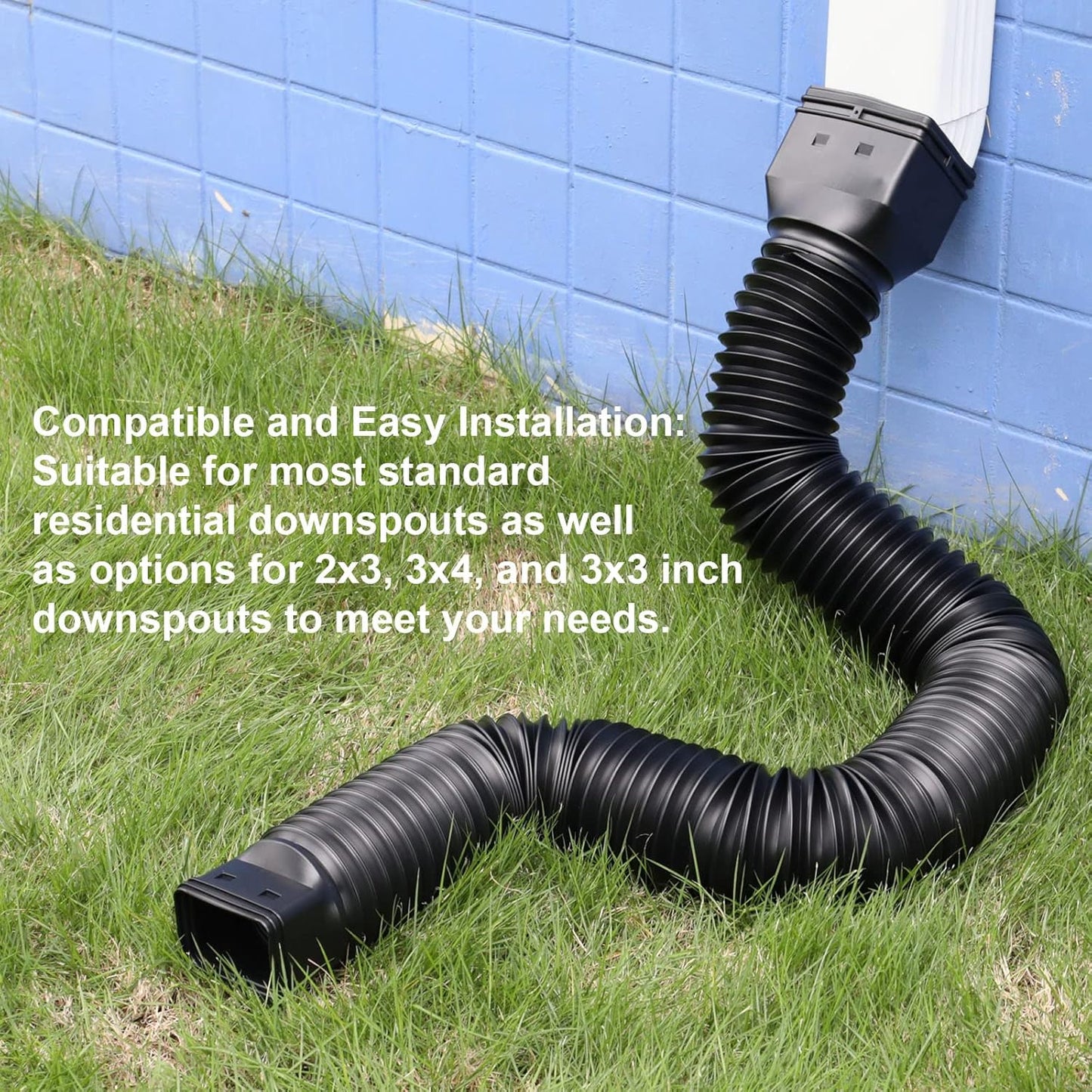 11.5ft Long Gutter Downspout Extensions Flexible, 4" Diameter Drain Downspout Extender, Down Spout Drain Extender for Rainwater Drainage, Extendable from 2.6ft to 11.5ft(Black)