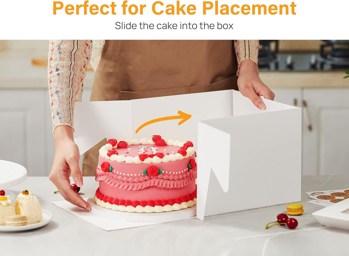 15pcs Cake Boxes, 10x10x8 Inches Tall Cake Box with Window, White Bakery Boxes, Large Baking Boxes, Square Cardboard Cake Box for Multi-Layer Cakes, Cake Decorating Supplies for Gift Giving