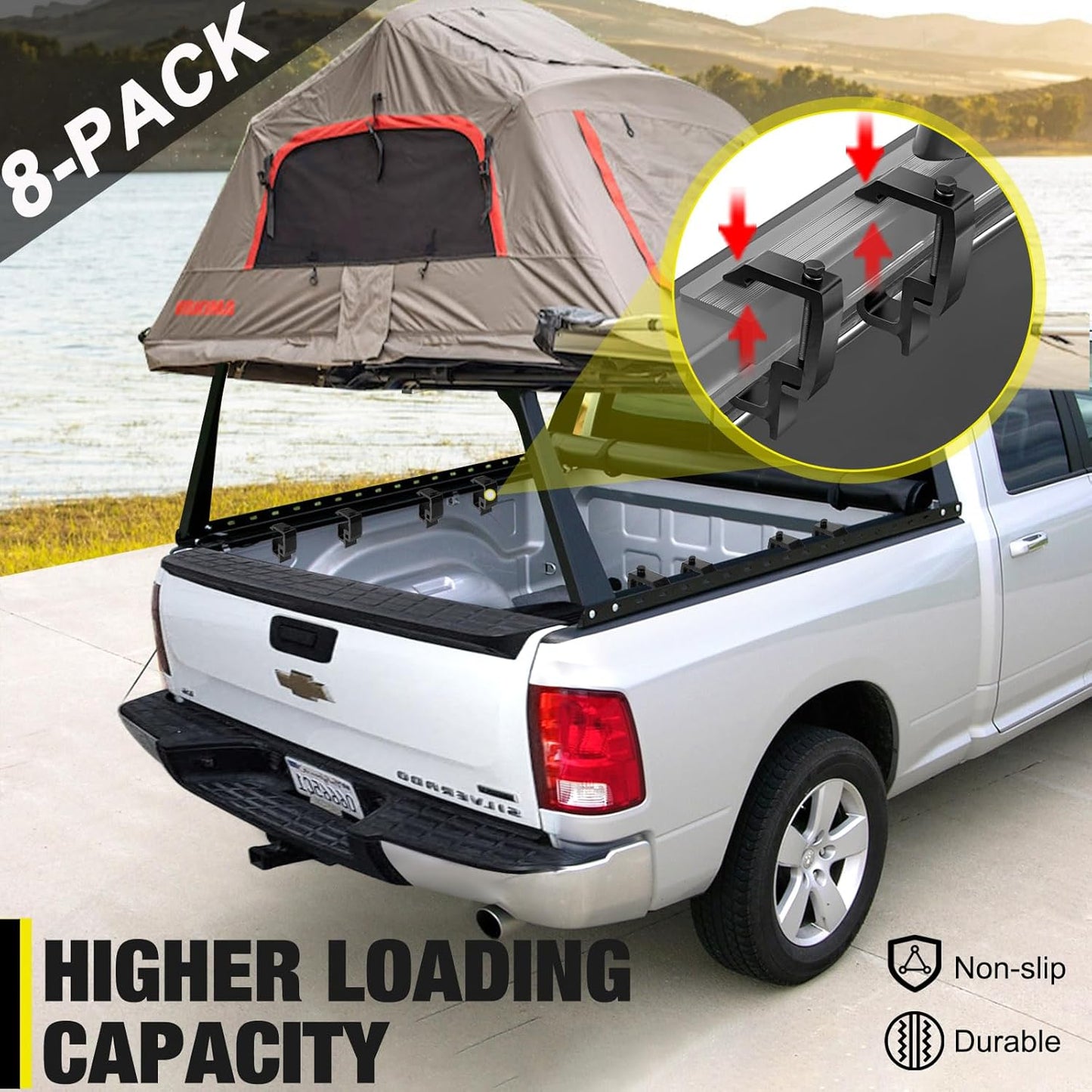Upgraded ? ??? Camper Shell Clamps - Heavy Duty Truck Topper Clamps - More Secure Truck Cap Clamps for Dodge Dakota Ram 1500 2500 3500, F150 F250, Titan, Tundra