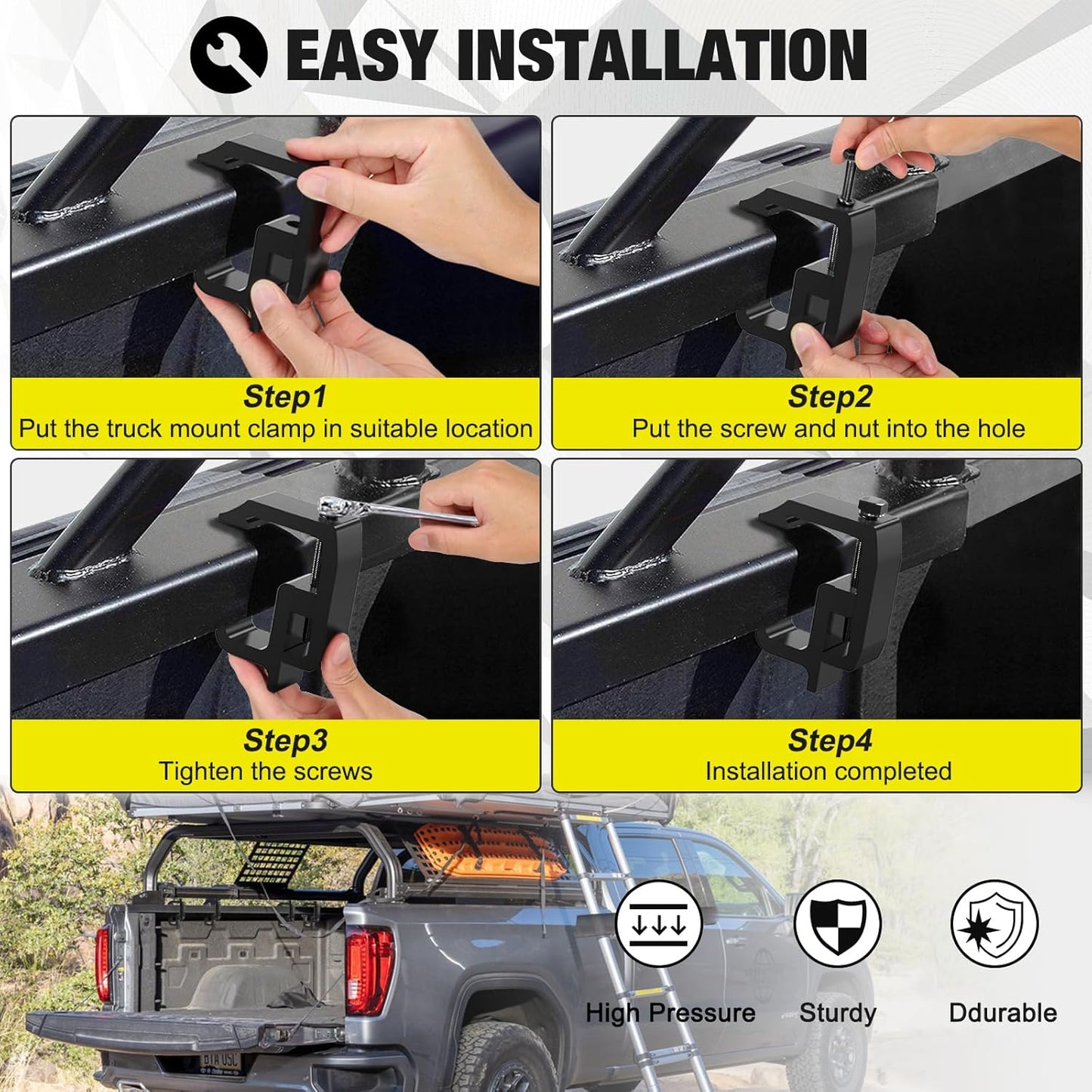 Upgraded ? ??? Camper Shell Clamps - Heavy Duty Truck Topper Clamps - More Secure Truck Cap Clamps for Dodge Dakota Ram 1500 2500 3500, F150 F250, Titan, Tundra