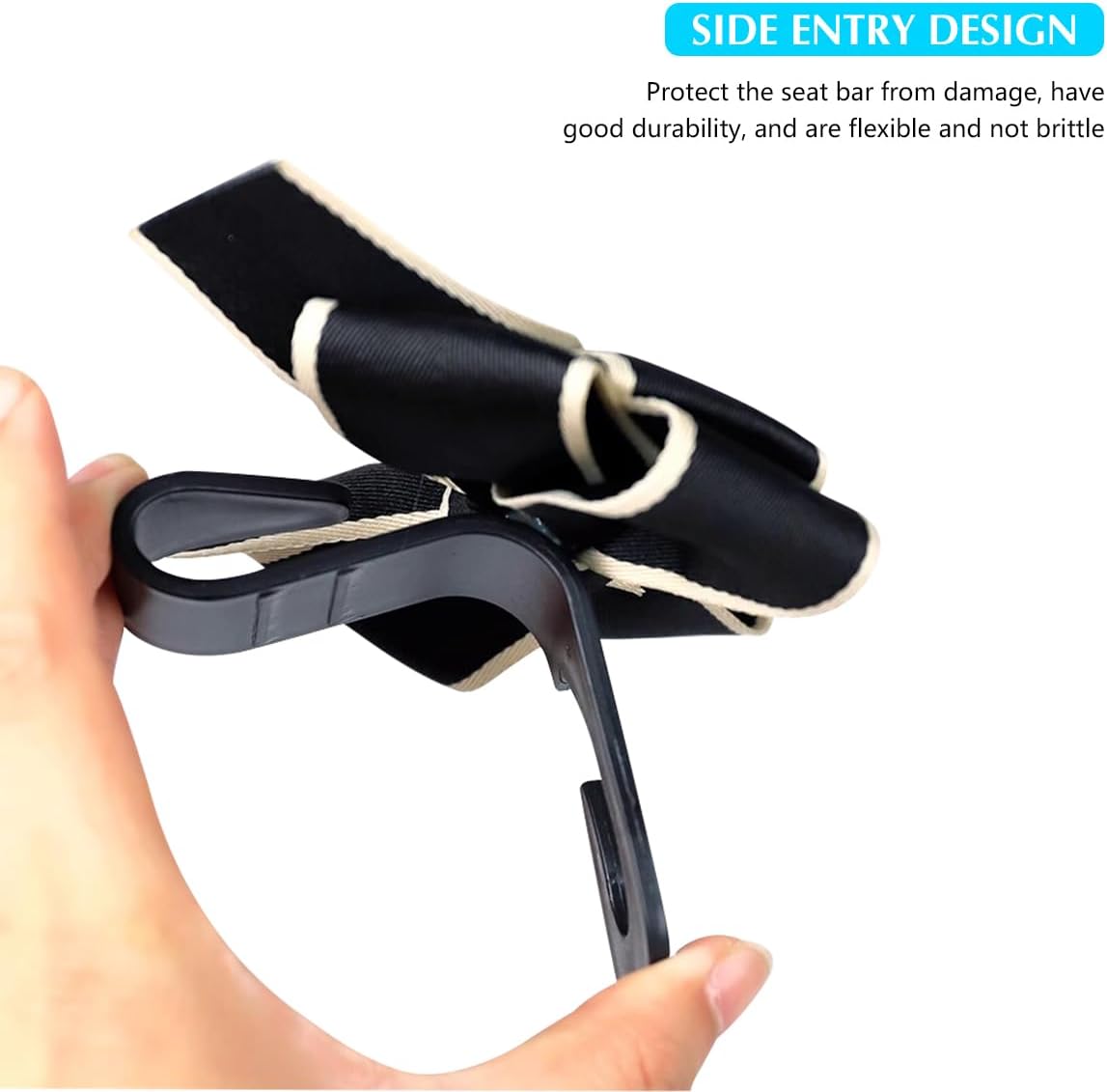 2PCS Car Seat Headrest Hooks, Cute Bow Vehicle Hooks for Purses and Bags, Automotive Purse Hook Hanger Interior Decoration Accessories, Universal for SUV, Sedan, Truck (Black Line)