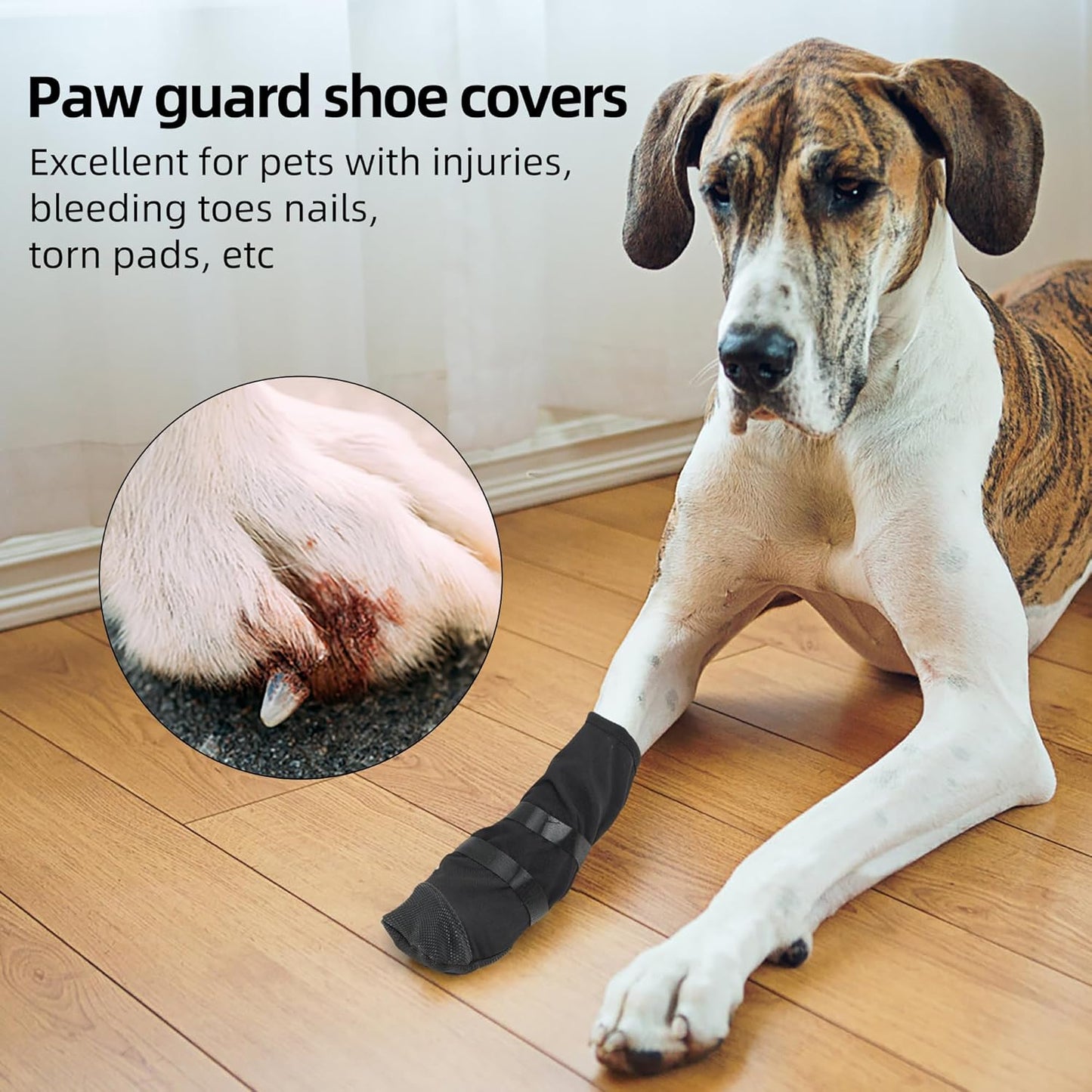 Dog Paw Wound Recovery Boot, Breathable Dog Bootie for Injured Paw, Anti-Slip Dog Shoe with Self-Adhesive Strap, Dog Paw Protector for Outdoor Walking & Keep Dogs from Licking Wounds (M)