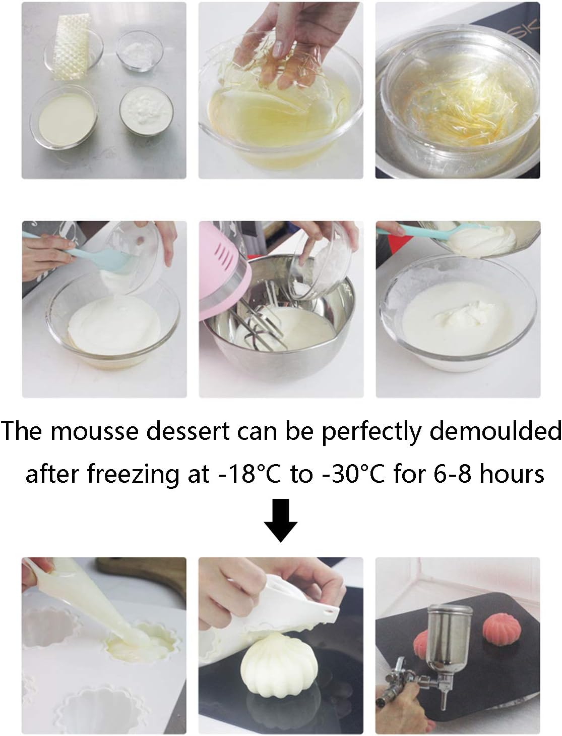 Easter Egg Silicone Mold for Baking Chocolate Easter Eggs, Mousse Cake, Jello, CheeseCake, Ice Cream, Dessert, Cake Decoration Mold (8-Cavity)