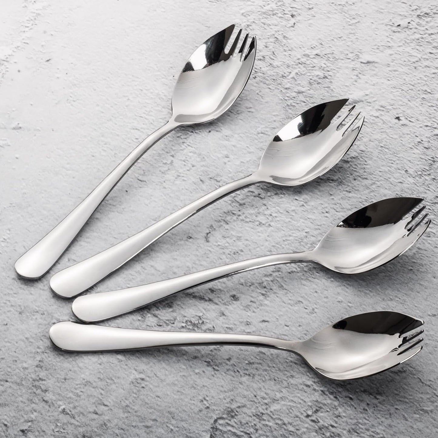 Sporks, 8-Pack Food-grade Stainless Steel Sporks, 7.4 Inches Long Handle Salad Forks For Dessert, Ice Cream, Salad, Soup, Noodle, Spaghetti, Dishwasher Safe