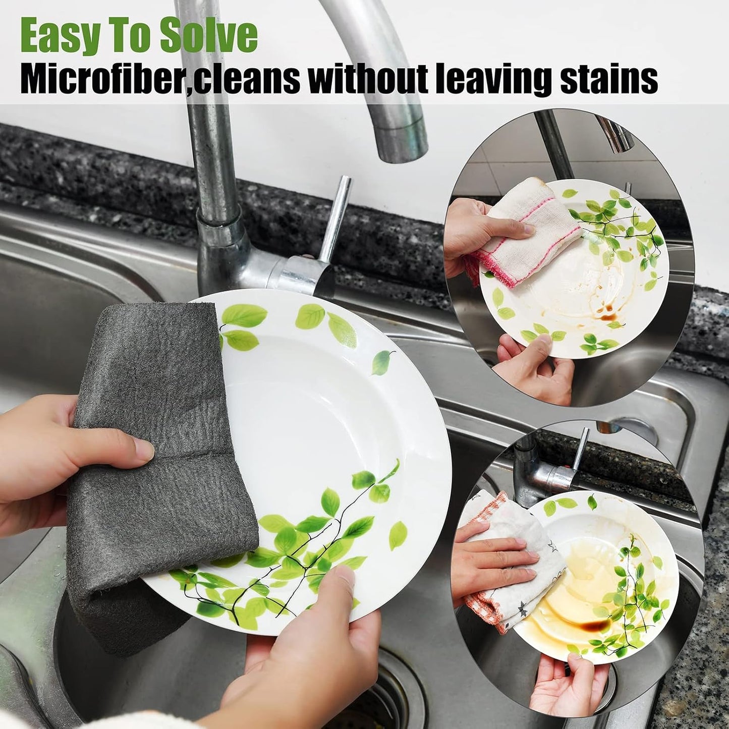 Thickened Magic Cleaning Cloth,Reusable Microfiber Cleaning Cloth.Lint Free Cloth for Home,Window,Mirror Glass and Cars.(12" x 16",5 Pack)
