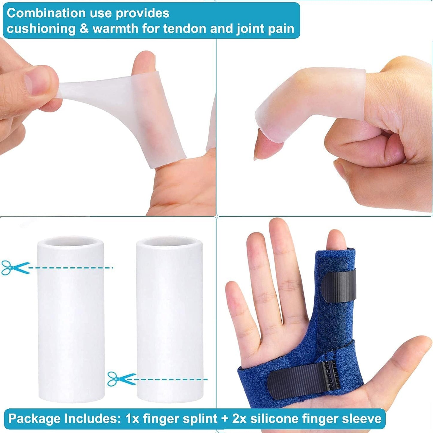 Finger Brace, Trigger Finger Splint for Index Middle Ring Pinky Finger Arthritis Pain, Tendon Injury, Broken Mallet Finger Stabilizer Supports for Dislocated Knuckle Immobilizer Wrap for