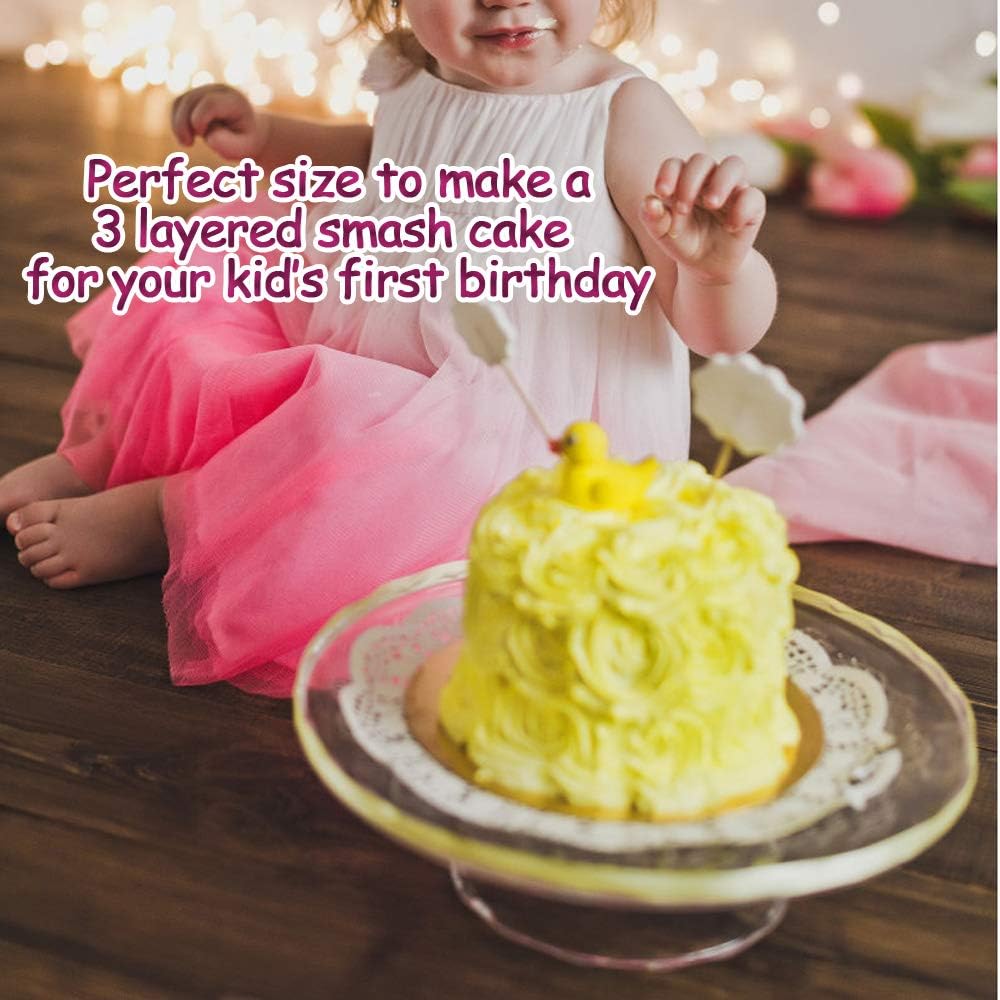 4 Inch Small Cake Pan Set of 3, Stainless Steel Mini Round Smash Cake Baking Pans, Non-Toxic & Healthy, Mirror Finish & Dishwasher Safe