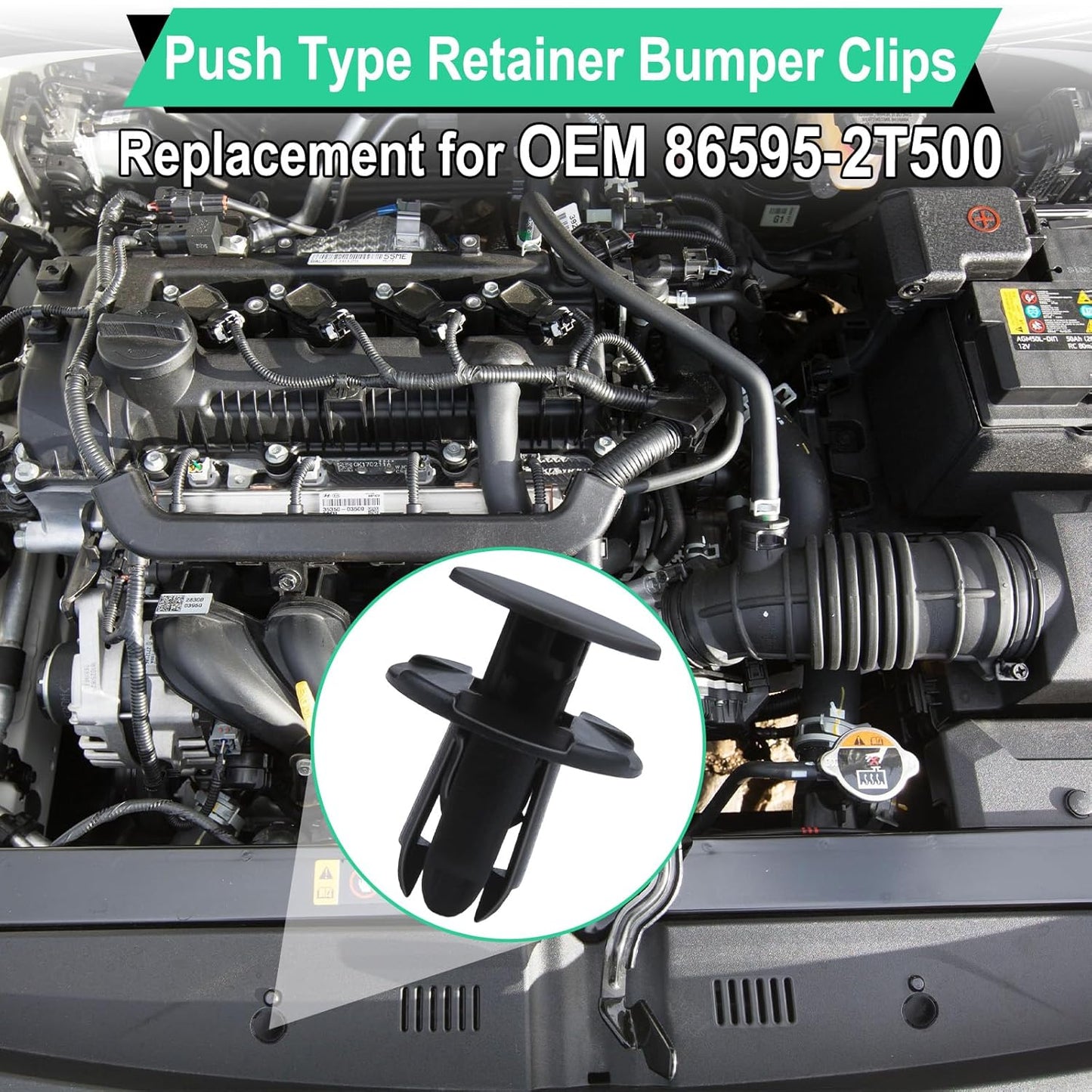 20 PCS Fender Liner Push-Type Retainer Clip Fastener, Bumper Engine Under Cover Clip, Car Retainer Clips, Compatible with Hyundai Kia Accent, Azera, Equus, Elantra, Genesis, Replaces GM: 86595-2T500