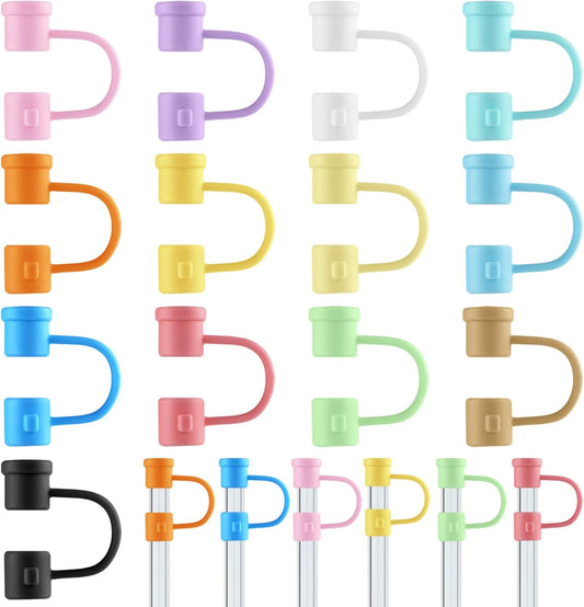 Straw Covers Cap Compatible with Tumbler,  16Pcs Silicone 8mm Straw Cover Caps Toppers Tips Reusable Dust-Proof Colorful Plugs Protector Drinking Accessories