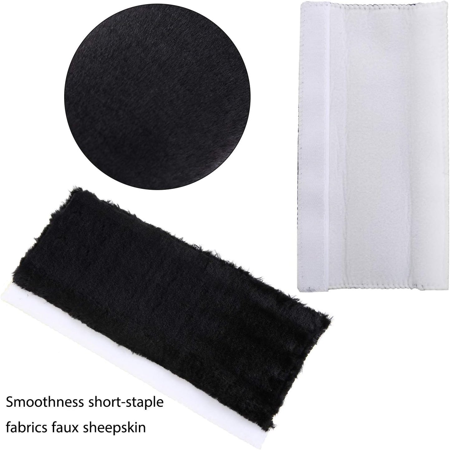 4 Pack Faux Sheepskin Car Seat Belt Pads Seatbelt Protector Soft Seat Belt Shoulder Strap Cover Comfort Harness Pad(Black, 9.9 Inch)