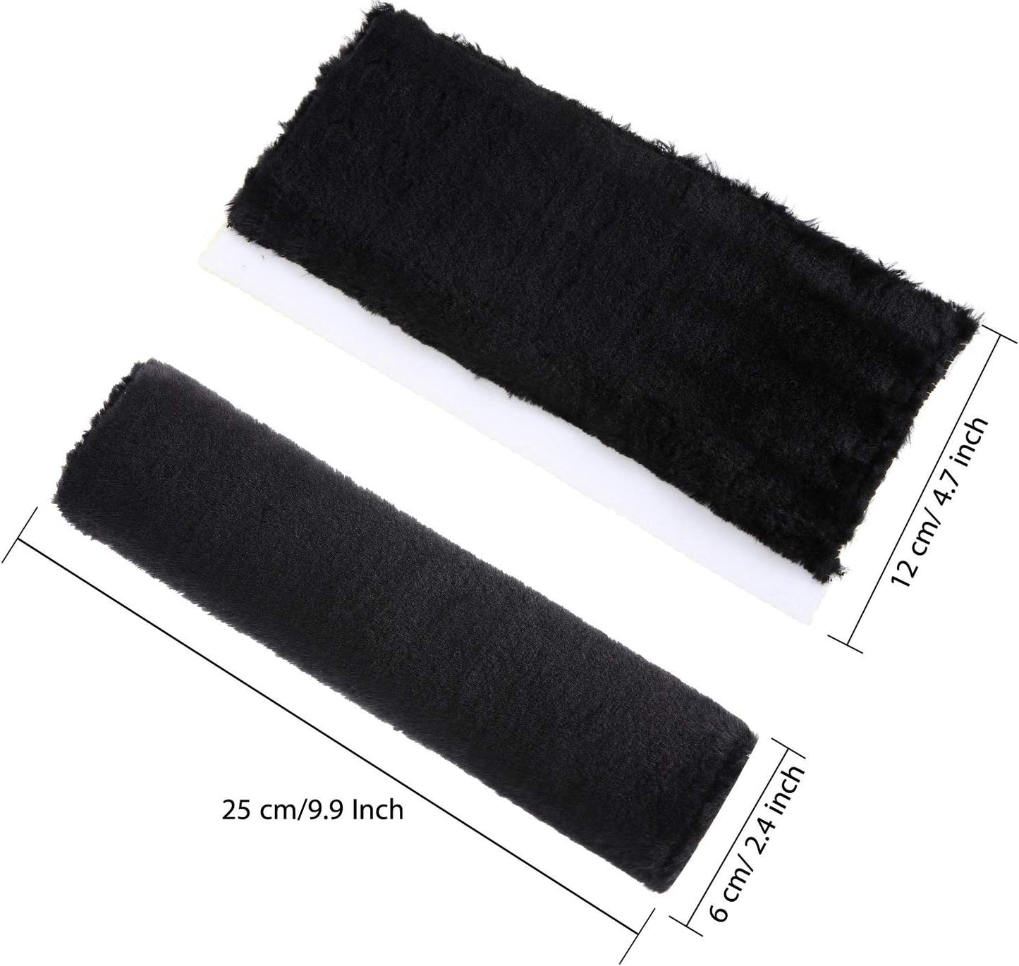 4 Pack Faux Sheepskin Car Seat Belt Pads Seatbelt Protector Soft Seat Belt Shoulder Strap Cover Comfort Harness Pad(Black, 9.9 Inch)