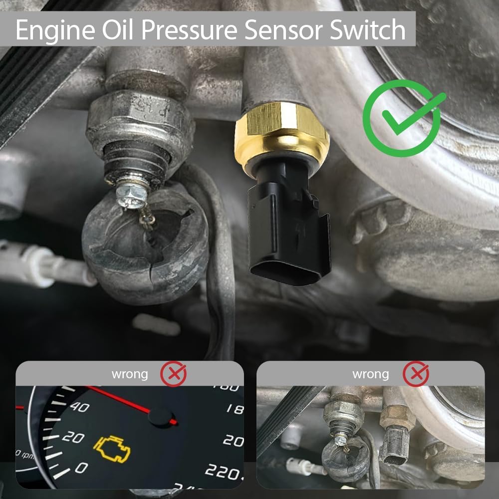 Engine Oil Pressure Sensor Switch, Oil Sending Unit, Engine Oil Pressure Sensor Sender Switch Compatible with Dodge, Jeep, Chrysler, Ram, Replace 5149064AA, 5149062AA, 56028807AB