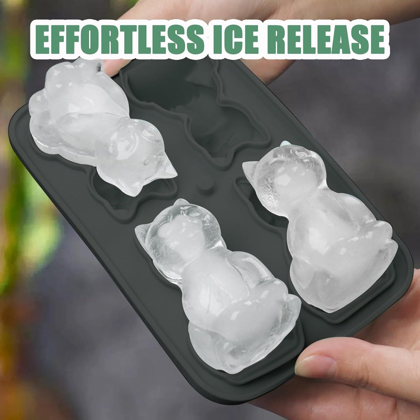3D Cat Ice Cube Mold,  Ice Cube Tray with Funnel with Funnel for Cocktails, Bourbon,Brandy, Whiskey Gifts for Men, Silicone Fun Shapes Black Cute (CAT)
