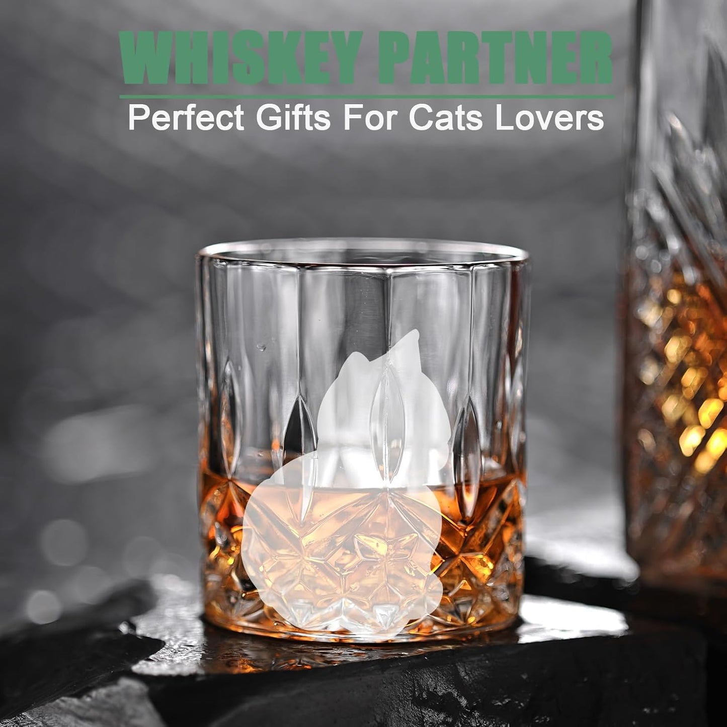 3D Cat Ice Cube Mold,  Ice Cube Tray with Funnel with Funnel for Cocktails, Bourbon,Brandy, Whiskey Gifts for Men, Silicone Fun Shapes Black Cute (CAT)
