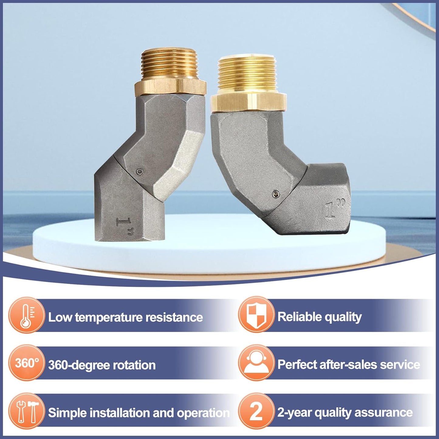 (1" NPT, 2PCS) Fuel Hose Swivel 360 Rotating Connector for Fuel Transfer Pump Fuel Nozzle Multi Plane Fuel Plane Swivel