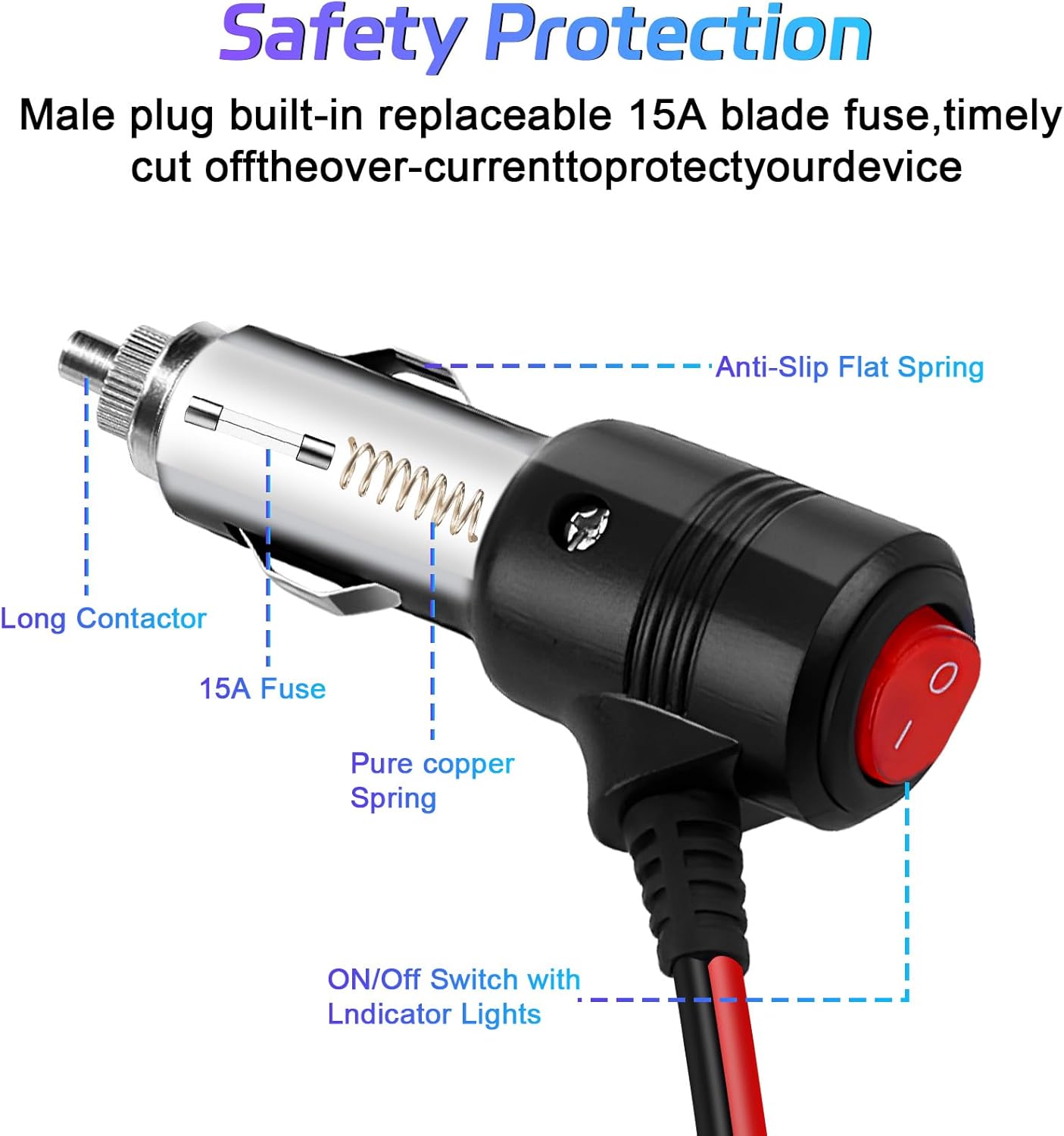 Car Cigarette Lighter Splitter,2-Socket Cigarette Lighter Adapter Extension Plug Cord Power Charger Port for DC 12V 24V Car Vehicle 2-Way Splitter Y on/Off Switch (1 to 2)