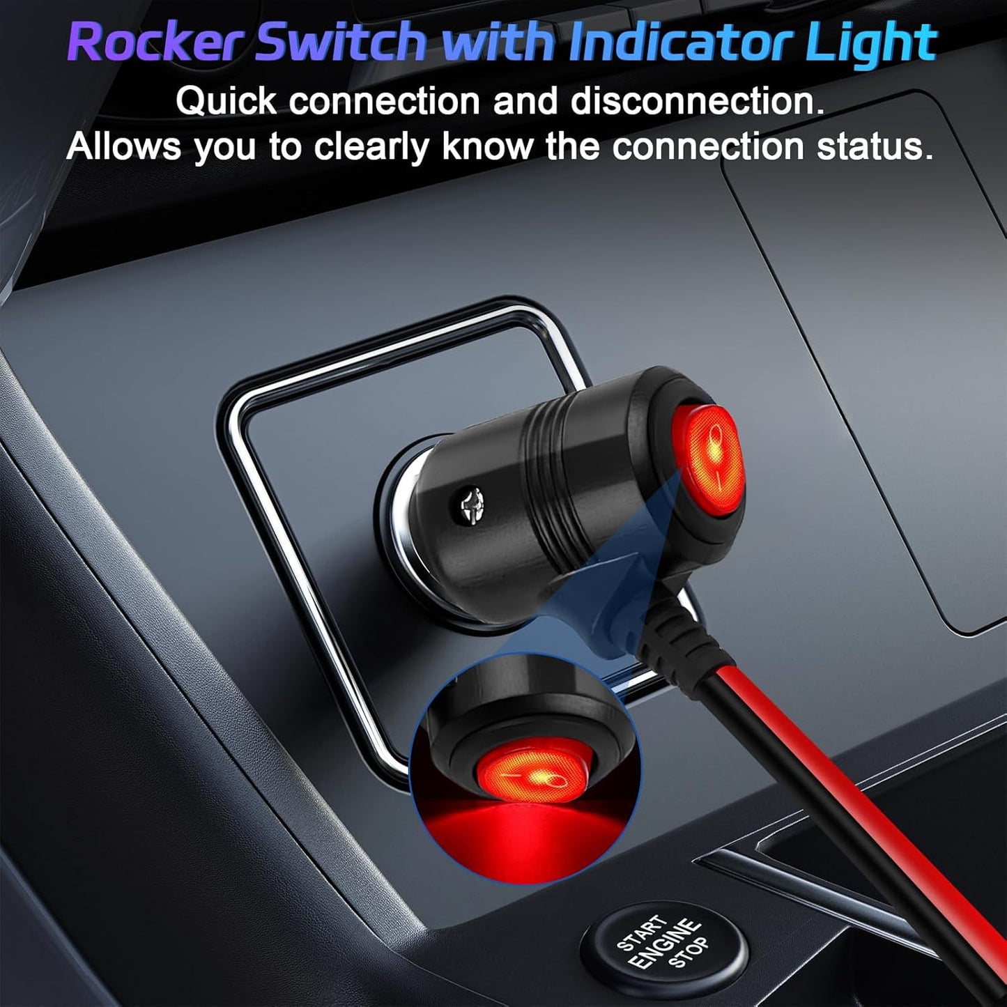 Car Cigarette Lighter Splitter,2-Socket Cigarette Lighter Adapter Extension Plug Cord Power Charger Port for DC 12V 24V Car Vehicle 2-Way Splitter Y on/Off Switch (1 to 2)