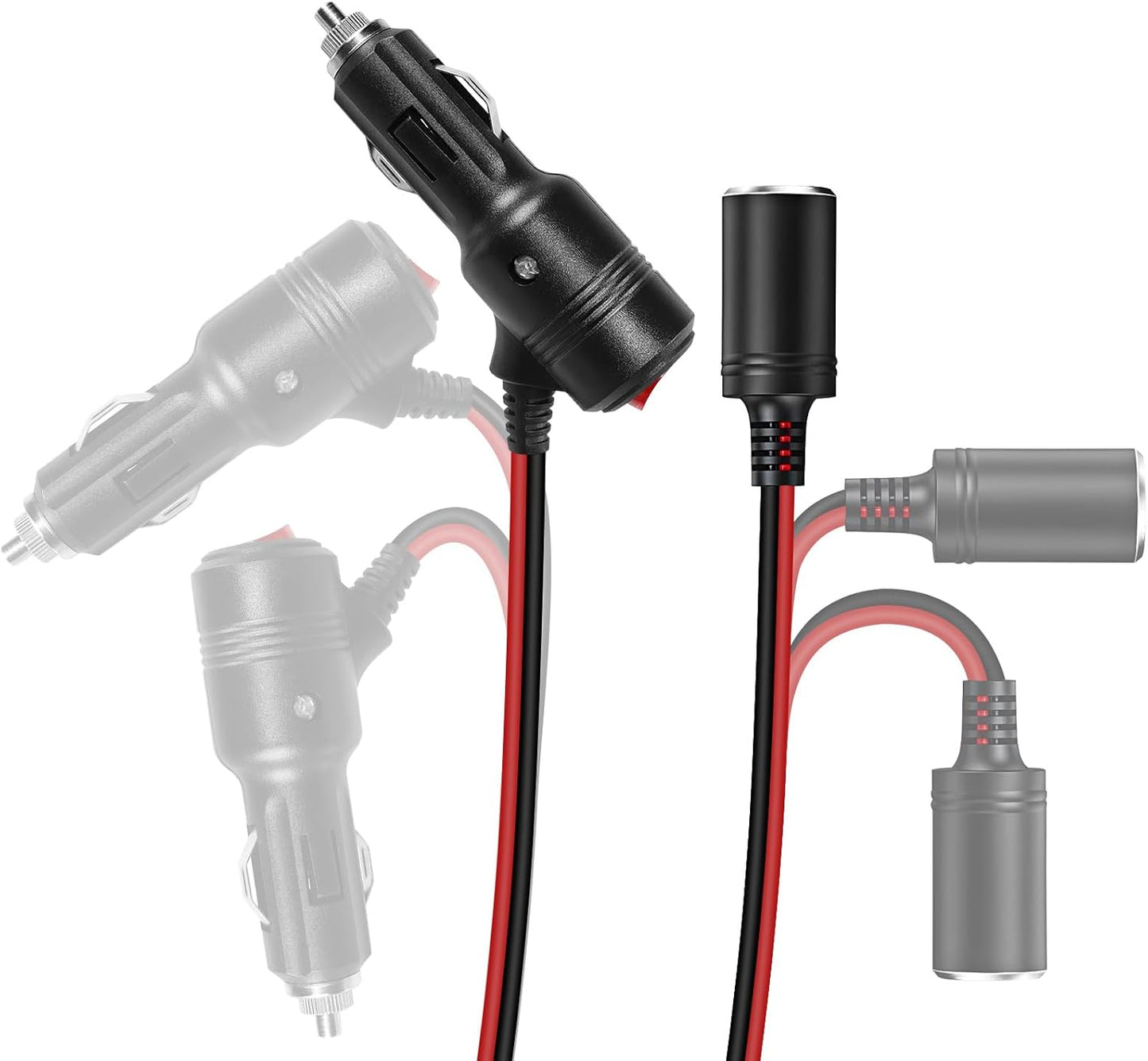 Car Cigarette Lighter Splitter,2-Socket Cigarette Lighter Adapter Extension Plug Cord Power Charger Port for DC 12V 24V Car Vehicle 2-Way Splitter Y on/Off Switch (1 to 2)