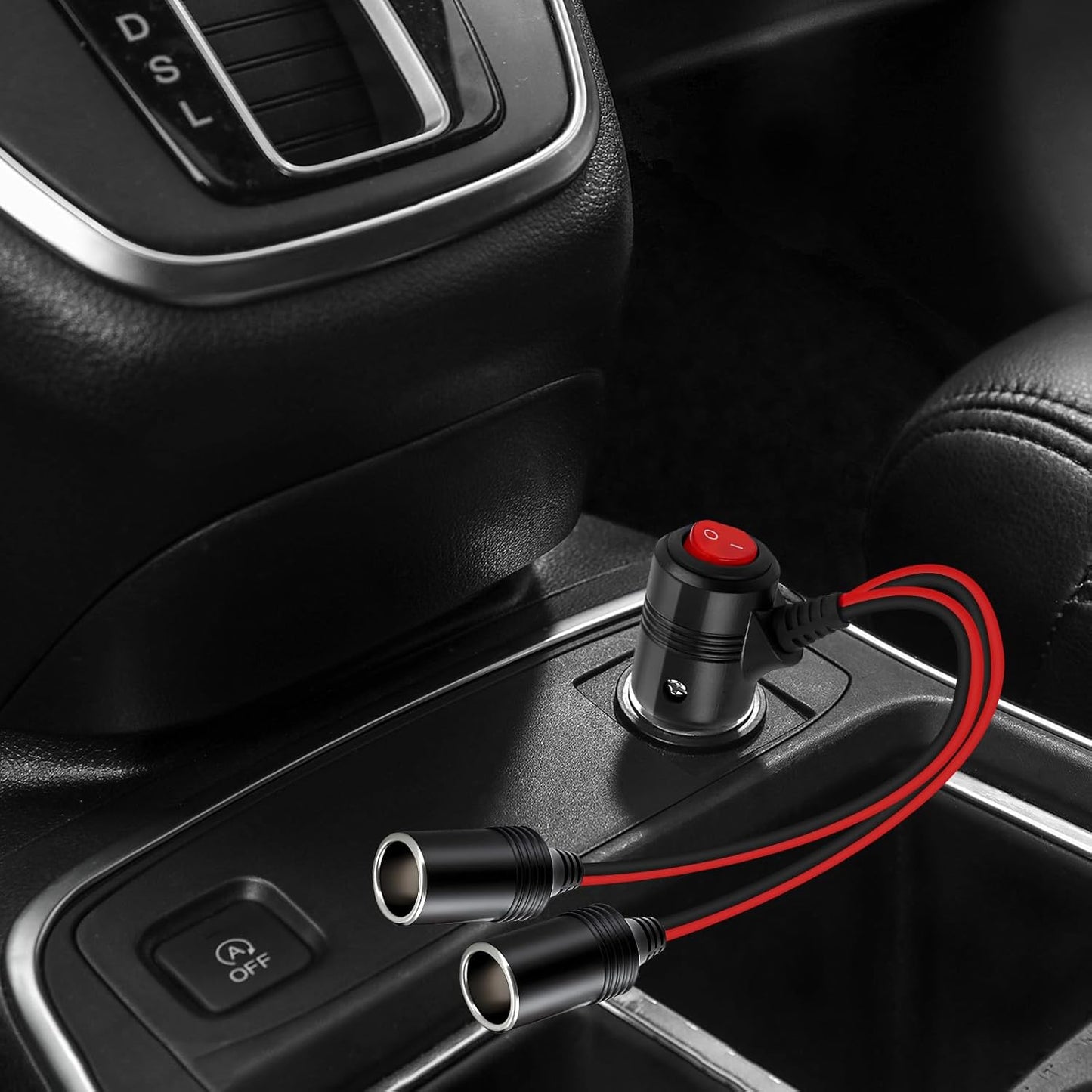 Car Cigarette Lighter Splitter,2-Socket Cigarette Lighter Adapter Extension Plug Cord Power Charger Port for DC 12V 24V Car Vehicle 2-Way Splitter Y on/Off Switch (1 to 2)