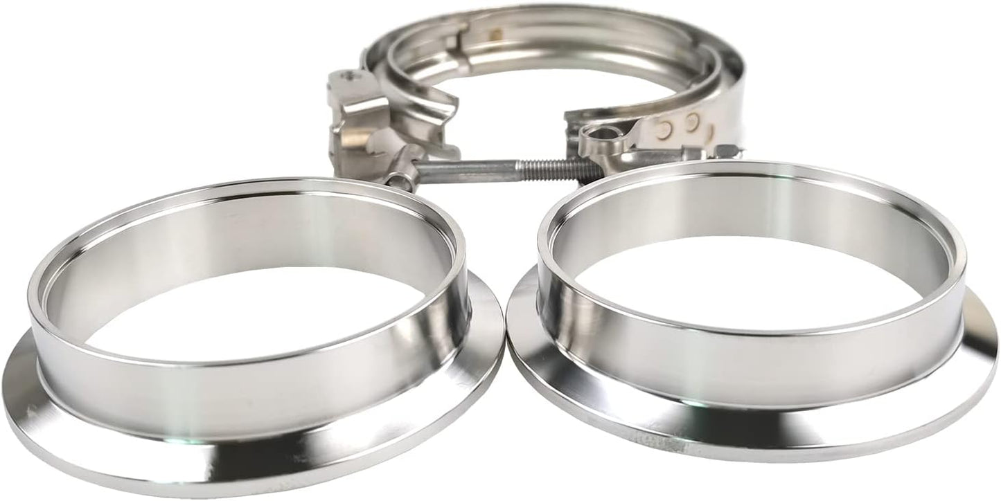 2 X 3 inch Quick Release V Band Clamp with Male Female Flanges 304 Stainless Steel for Turbo Downpipes, 2 Pack