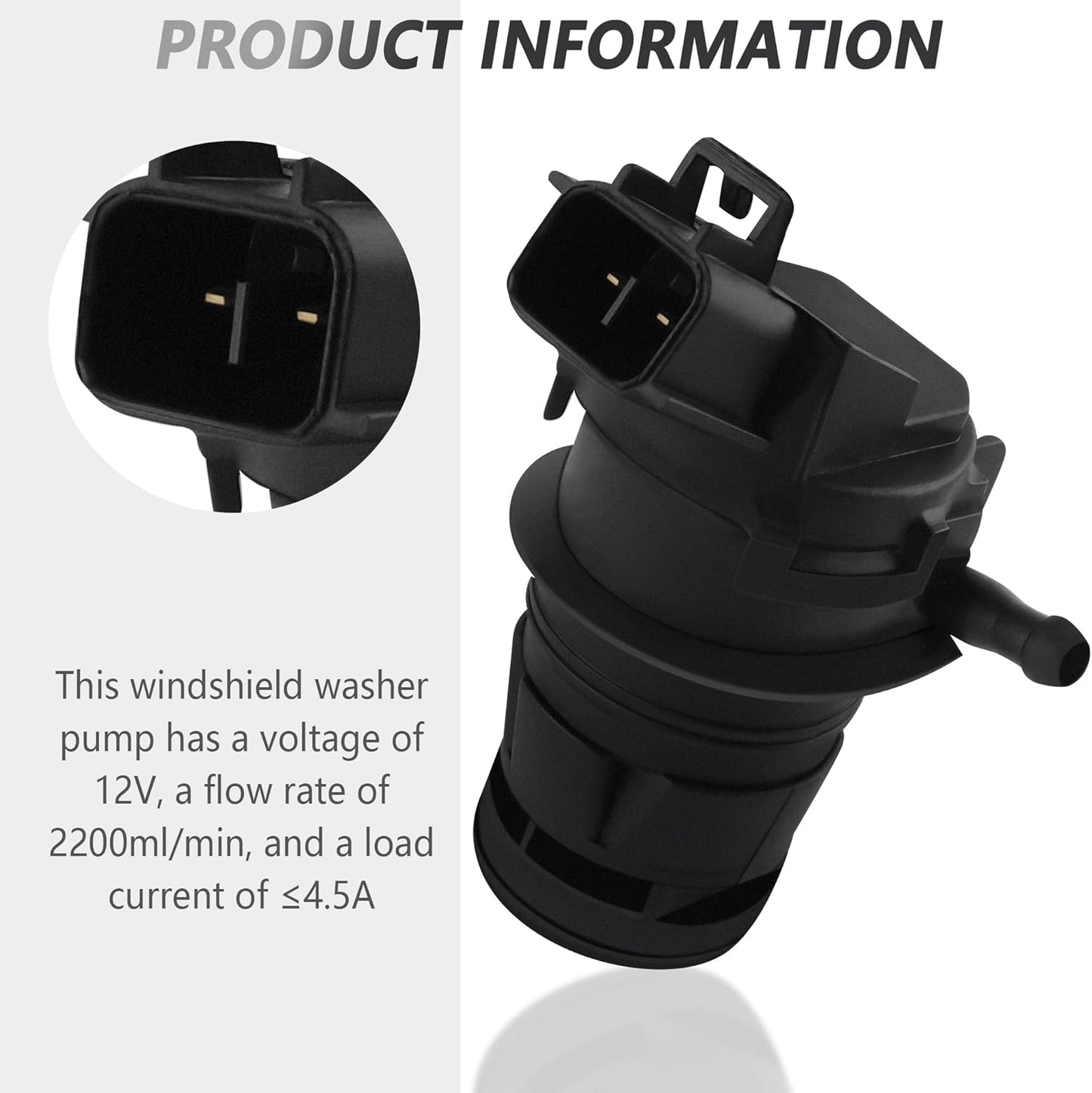 Windshield Washer Pump Replacement OEM#85330-60190,85330-AE010 with Grommet,Windshield Wiper Pump Compatible with Toyota Lexus Mazda Honda,Standard Windshield Washer Fluid Pump(for Toyota)