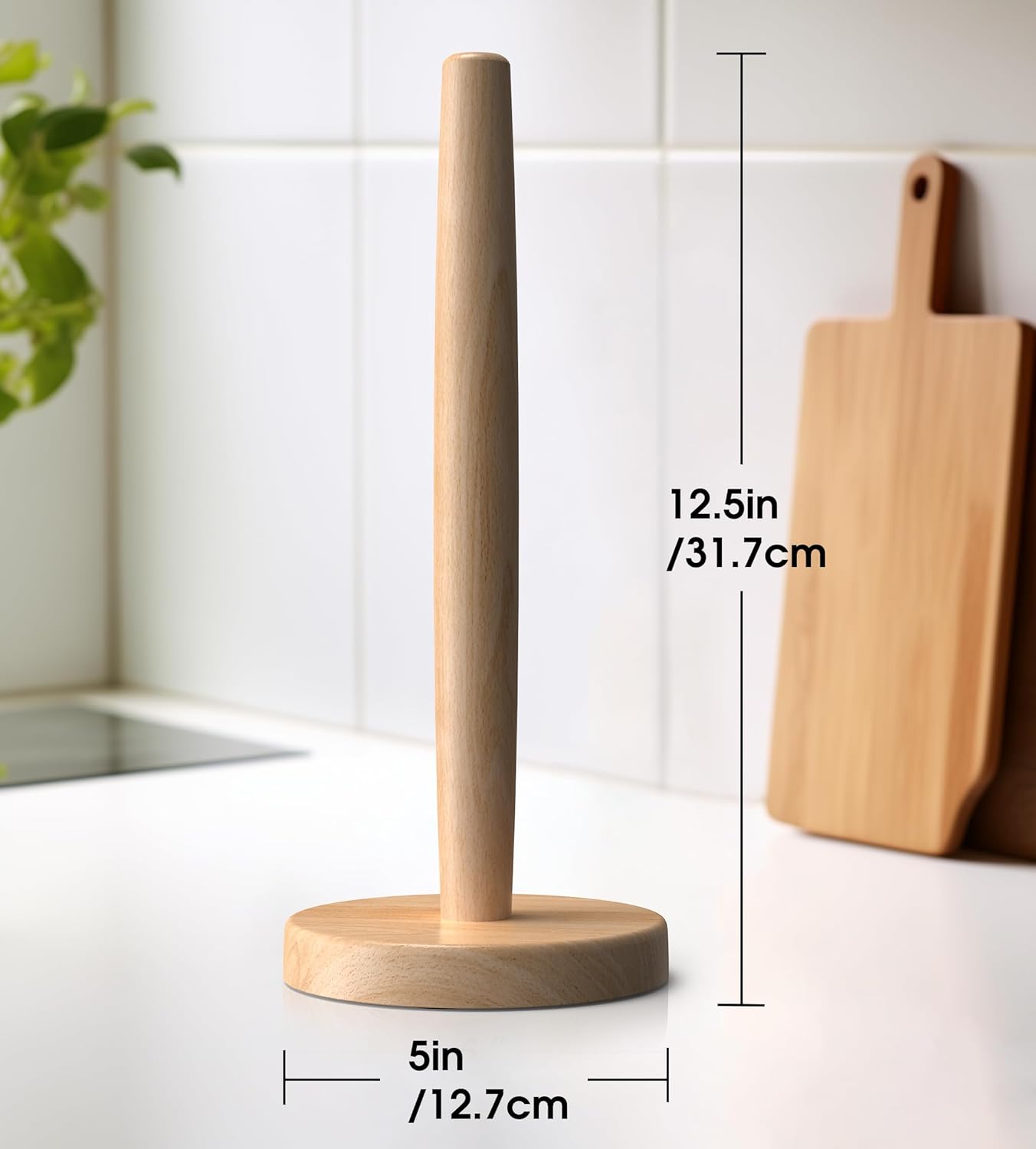 Wooden Paper Towel Holder Stand - Kitchen Paper Hanger Rack Bathroom Towel Roll Stand Organizer Simply Standing Countertop Paper Roll Holder, WPTH