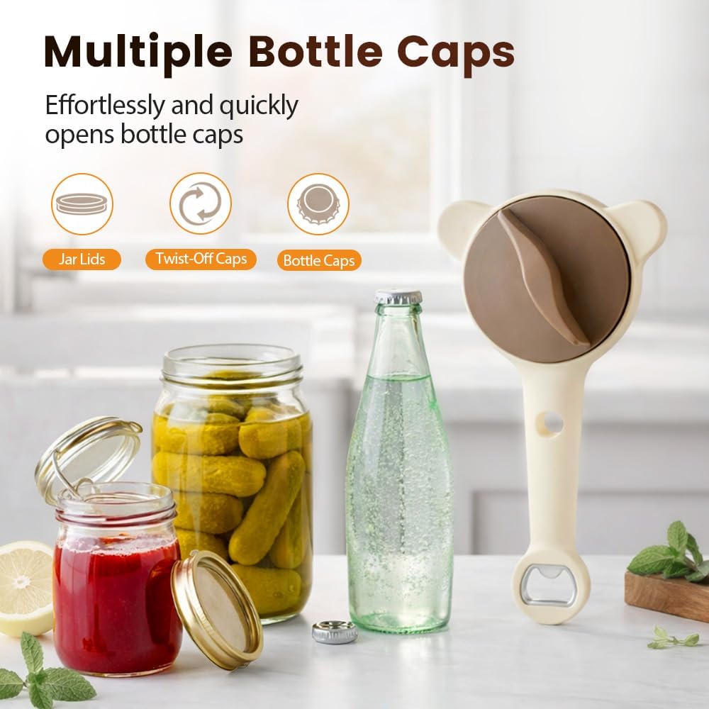 2026 New 4-in-1 Jar Opener - Adjustable Stainless Steel Lid Remover for Seniors & Arthritis Sufferers, Fits Kitchen Jars, Bottles & Cans (1PC)