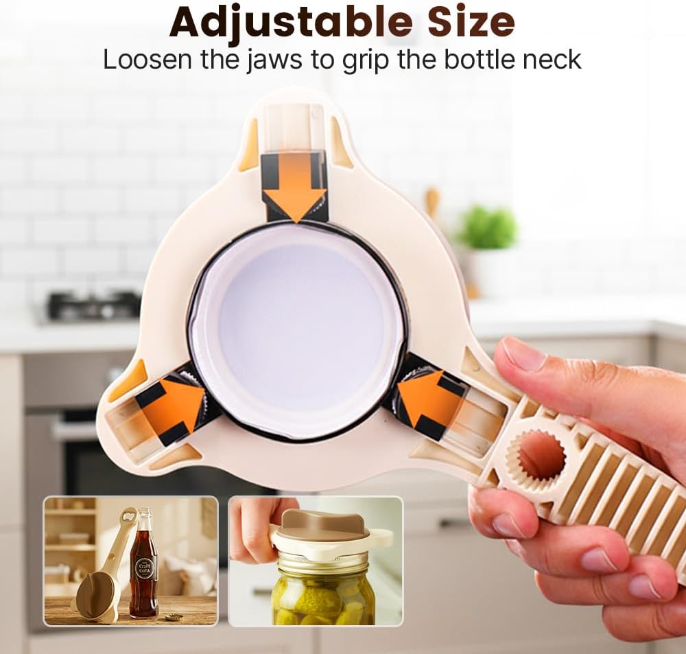2026 New 4-in-1 Jar Opener - Adjustable Stainless Steel Lid Remover for Seniors & Arthritis Sufferers, Fits Kitchen Jars, Bottles & Cans (1PC)