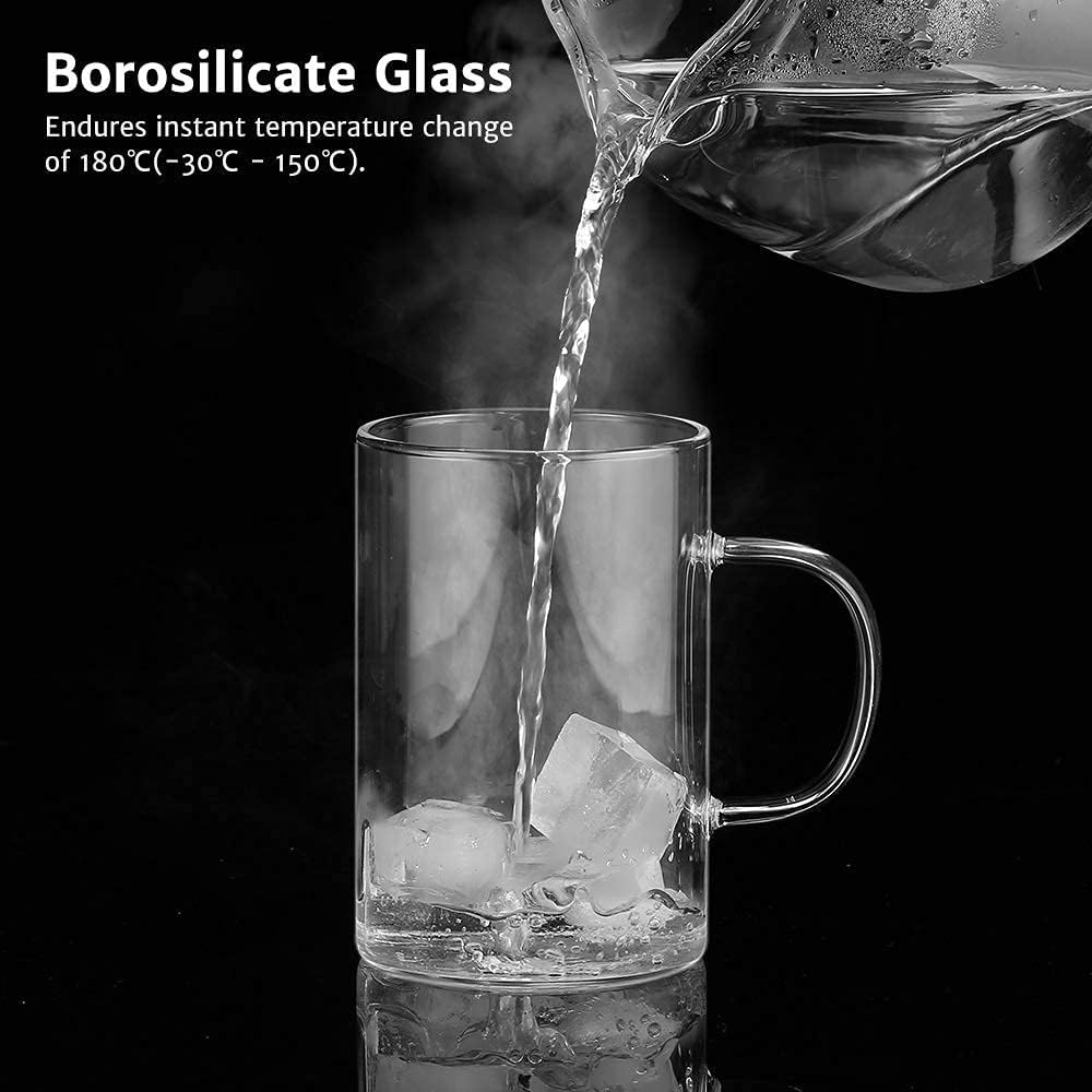 16.9 Oz Borosilicate Glass Tea Mug Cup Tea Glasses with Stainless Steel Infuser & Lid, Loose Leaf Glass Tea Cup Teacup 430mL(Use Capacity)