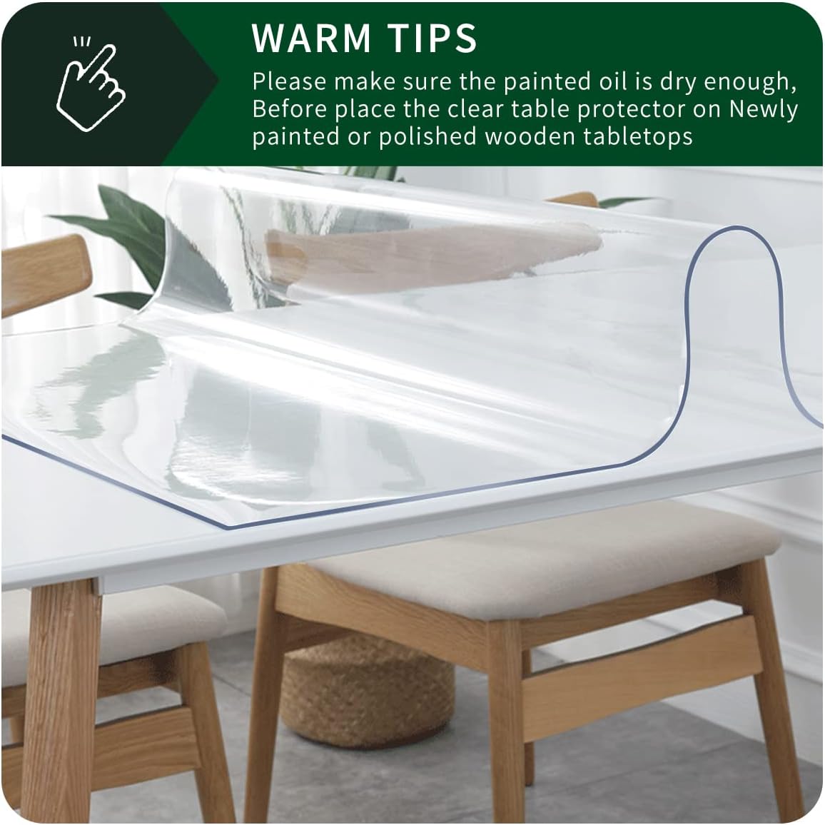 Upgraded 12x24 Inch Clear Plastic Dining Table Cover Protector PVC Vinyl Heat Resistant Tablecloth for Wood Furniture Coffee Bed Sofa Side Corner Table Top Protection Waterproof Non-Slip Desk Pad Mat
