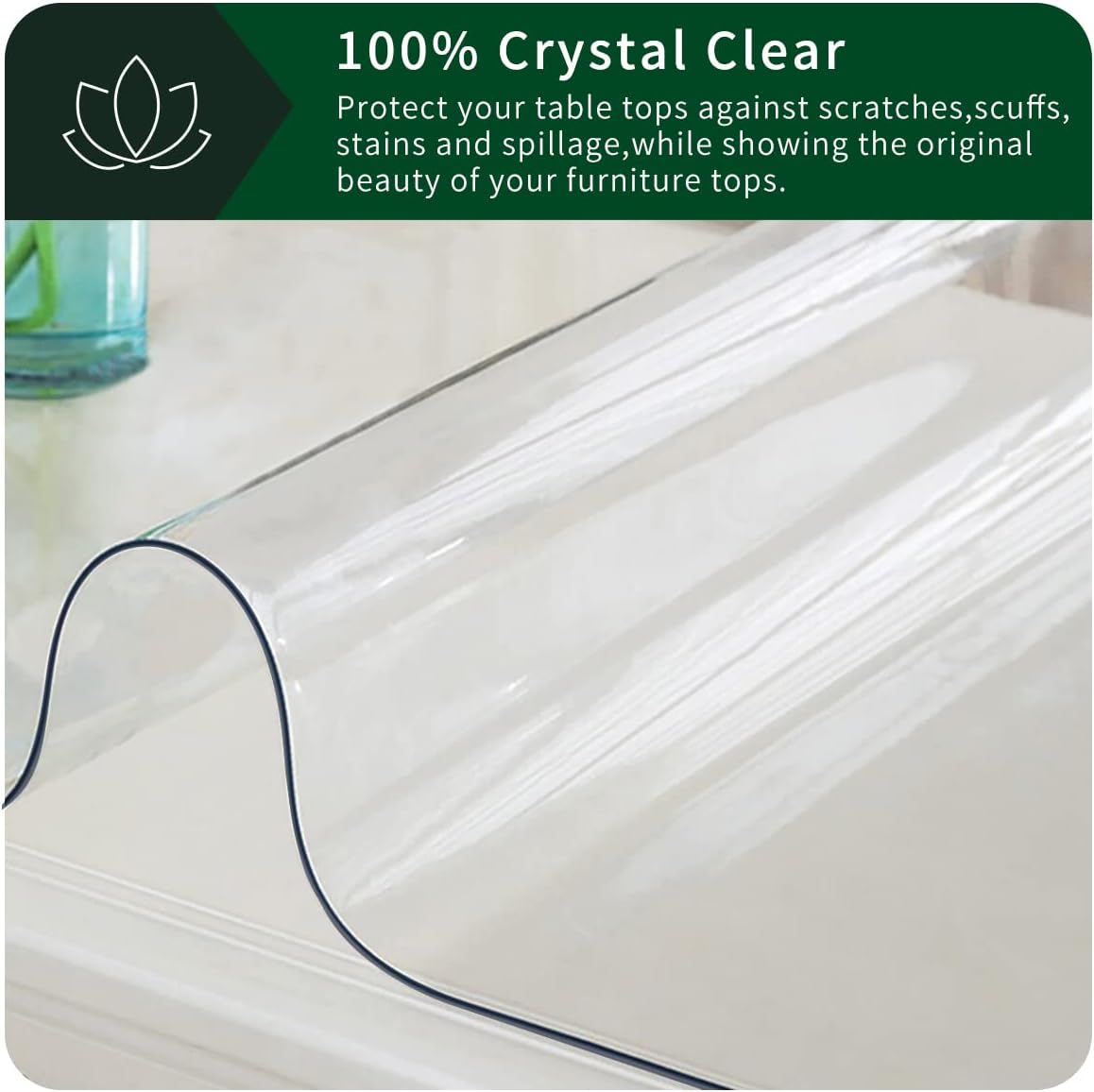 Upgraded 12x24 Inch Clear Plastic Dining Table Cover Protector PVC Vinyl Heat Resistant Tablecloth for Wood Furniture Coffee Bed Sofa Side Corner Table Top Protection Waterproof Non-Slip Desk Pad Mat