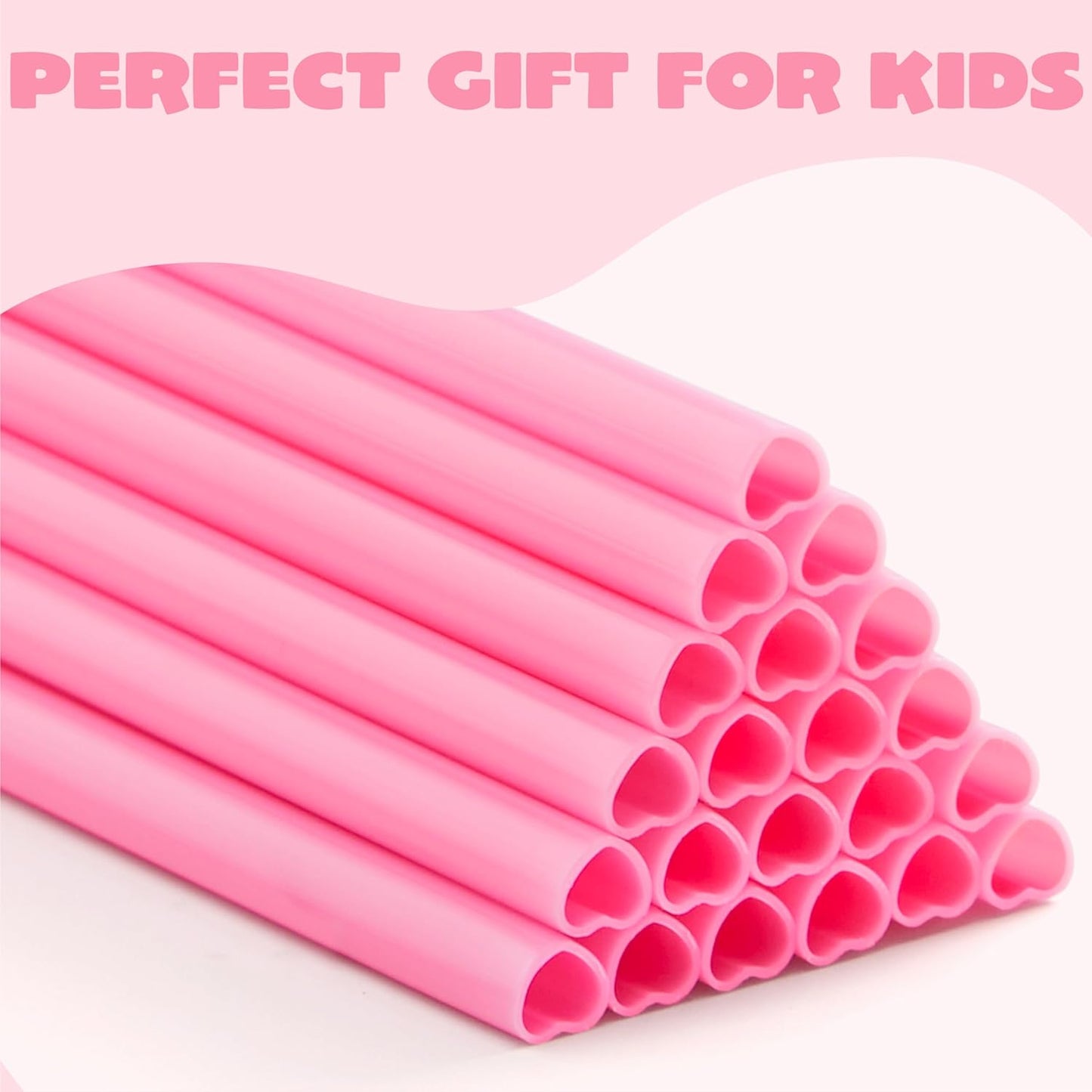 120 PCS Valentine Heart Shaped Pink Straws, Reusable Drinking Cute Straw for Valentine's day Cocktail, Birthday Party, Bridal Shower, Wedding Supplies, Valentine Party