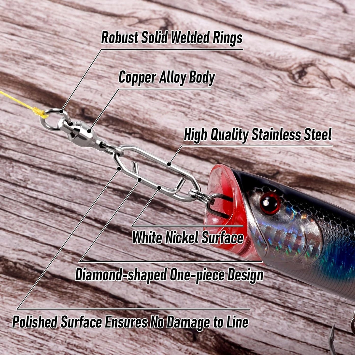 30-Pack Fishing Speed Clips Quick Change Snap Swivels, Ball Bearing Swivel Power Clips Fishing Snap Swivels Freshwater Saltwater Crankbait Popper Lures Quick Snaps Connectors Tackle