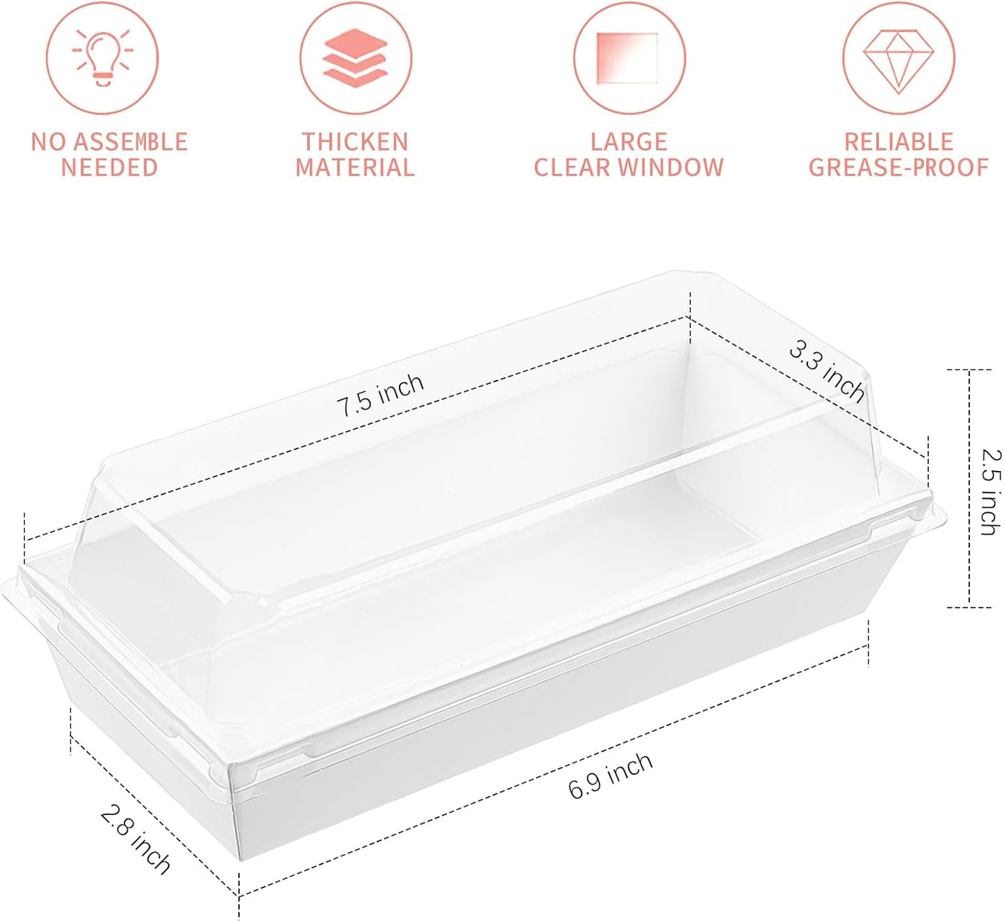 Charcuterie Boxes with Clear Lids, 50 Pack White Bakery Boxes, Cookie Boxes, Small Treat Boxes for Pastry, Sandwich, Cupcakes, Strawberries, Dessert To Go Containers
