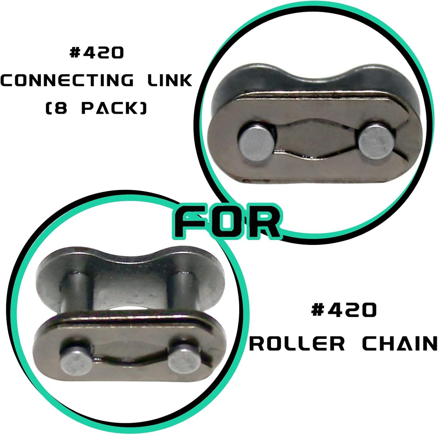 #420 Chain Master Link Carbon Steel Heavy Duty for 50cc 70cc 90cc 110cc 125cc Dirt Bike Quad Buggy Mini Bike Pit ATV Scooter 8pcs