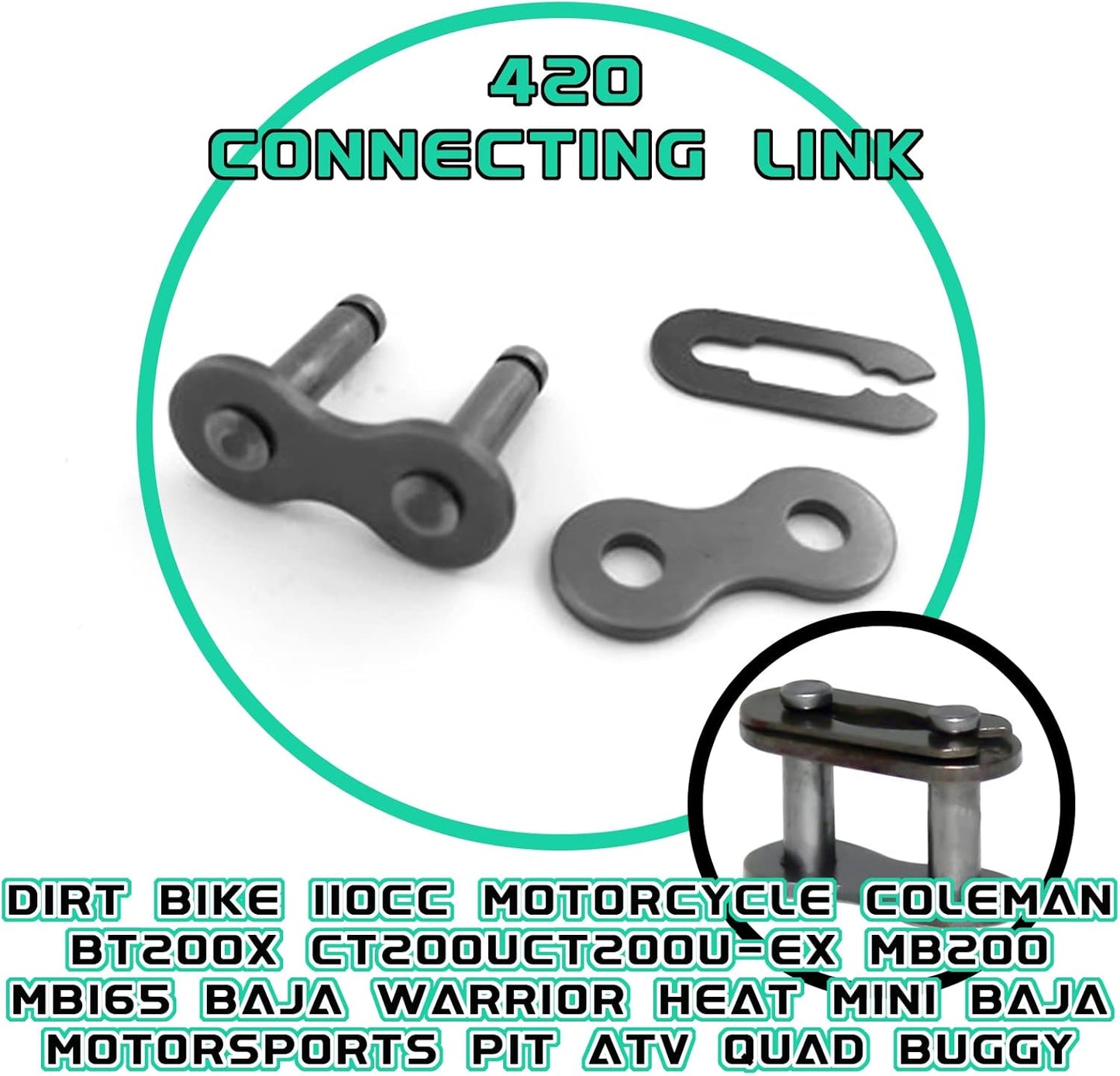 #420 Chain Master Link Carbon Steel Heavy Duty for 50cc 70cc 90cc 110cc 125cc Dirt Bike Quad Buggy Mini Bike Pit ATV Scooter 8pcs
