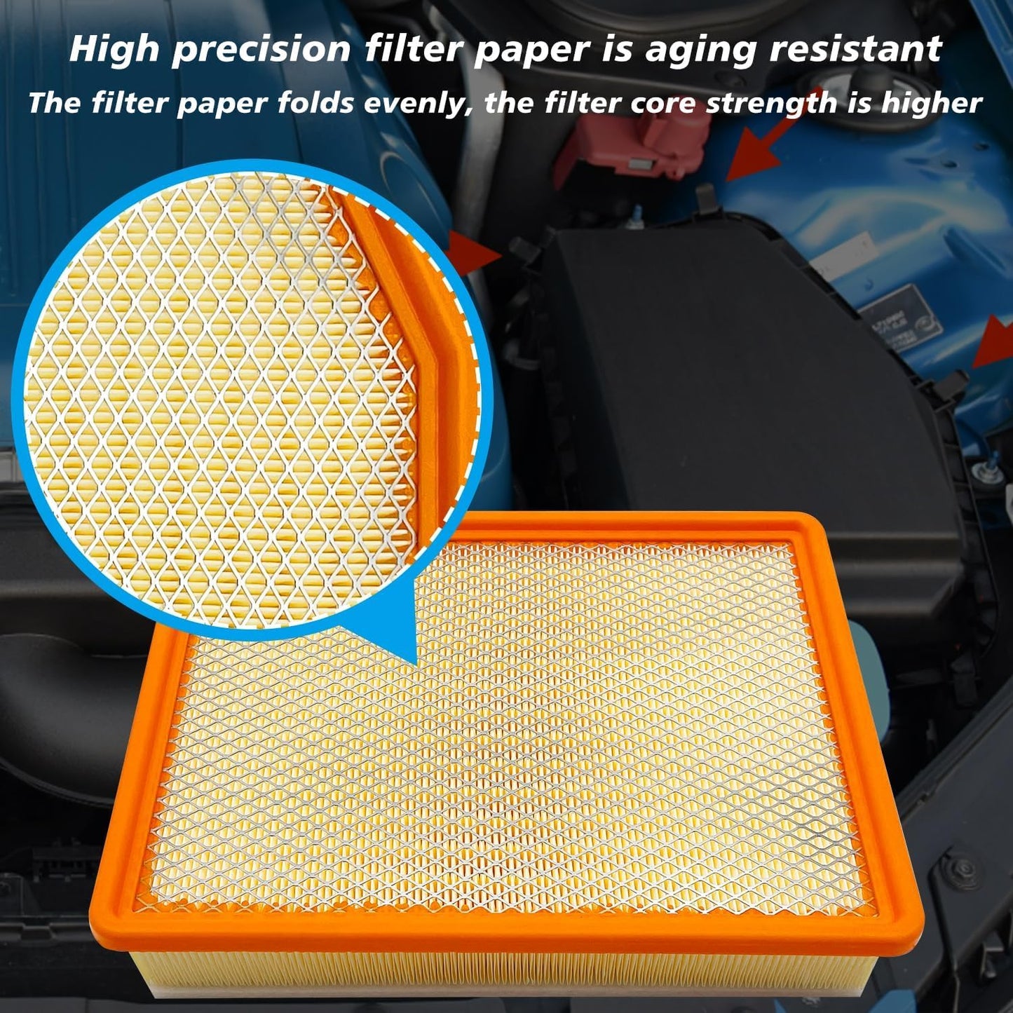 Engine Air Filter JM1219 Fits for 2021-2025 Escalade ESV, 2019-2025 Silverado 1500, 2021-2025 Suburban, 2021-2025 Tahoe, 2019-2025 Sierra 1500, 2021-2025 Yukon XL, for 84121217 A3244C 84121219