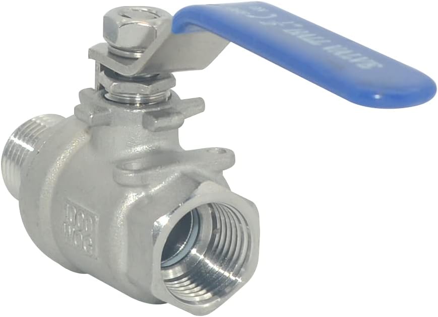 Full Port Ball Valve Male x Female S304 Stainless Steel Heavy Duty for Water, Oil, and Gas,1000WOG (1/2inch)