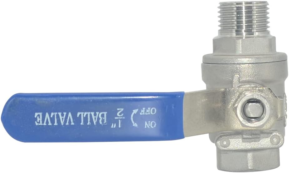 Full Port Ball Valve Male x Female S304 Stainless Steel Heavy Duty for Water, Oil, and Gas,1000WOG (1/2inch)