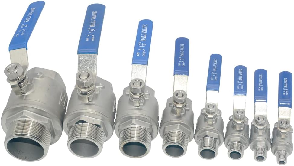 Full Port Ball Valve Male x Female S304 Stainless Steel Heavy Duty for Water, Oil, and Gas,1000WOG (1/2inch)